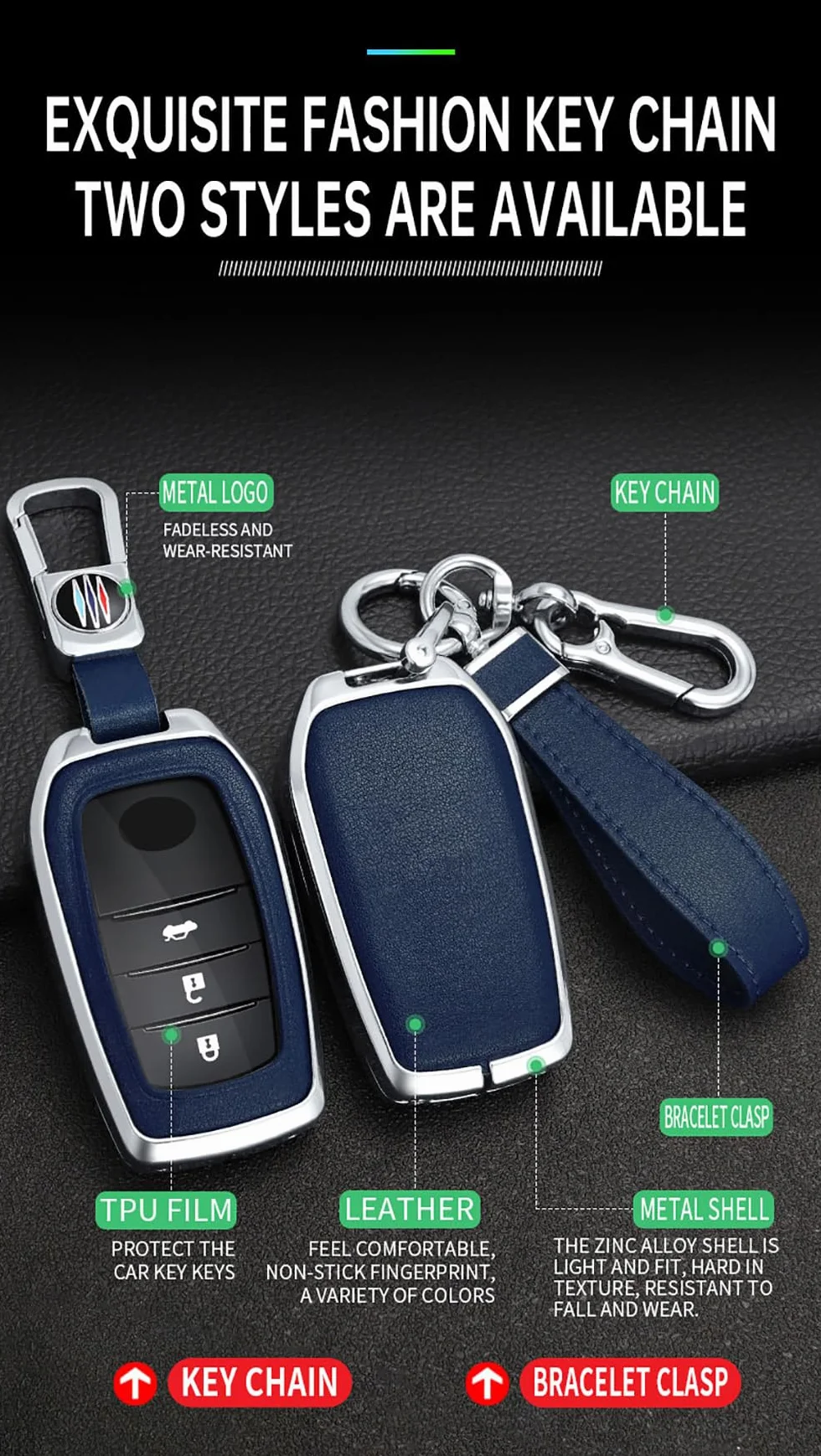 ontto Etui na kluczyki samochodowe pasuje do Toyota Yaris Cross Hybrid Corolla RAV4 Prius Camry Auris Highlander 2020-2023, etui na klucze, etui ochronne, pilot zdalnego sterowania, akcesoria 2/3/4