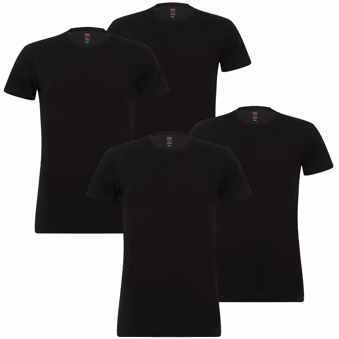 Levis Solid Crew T-shirt męski, podkoszulek z okrągłym dekoltem, rozciągliwa bawełna, 4 szt.