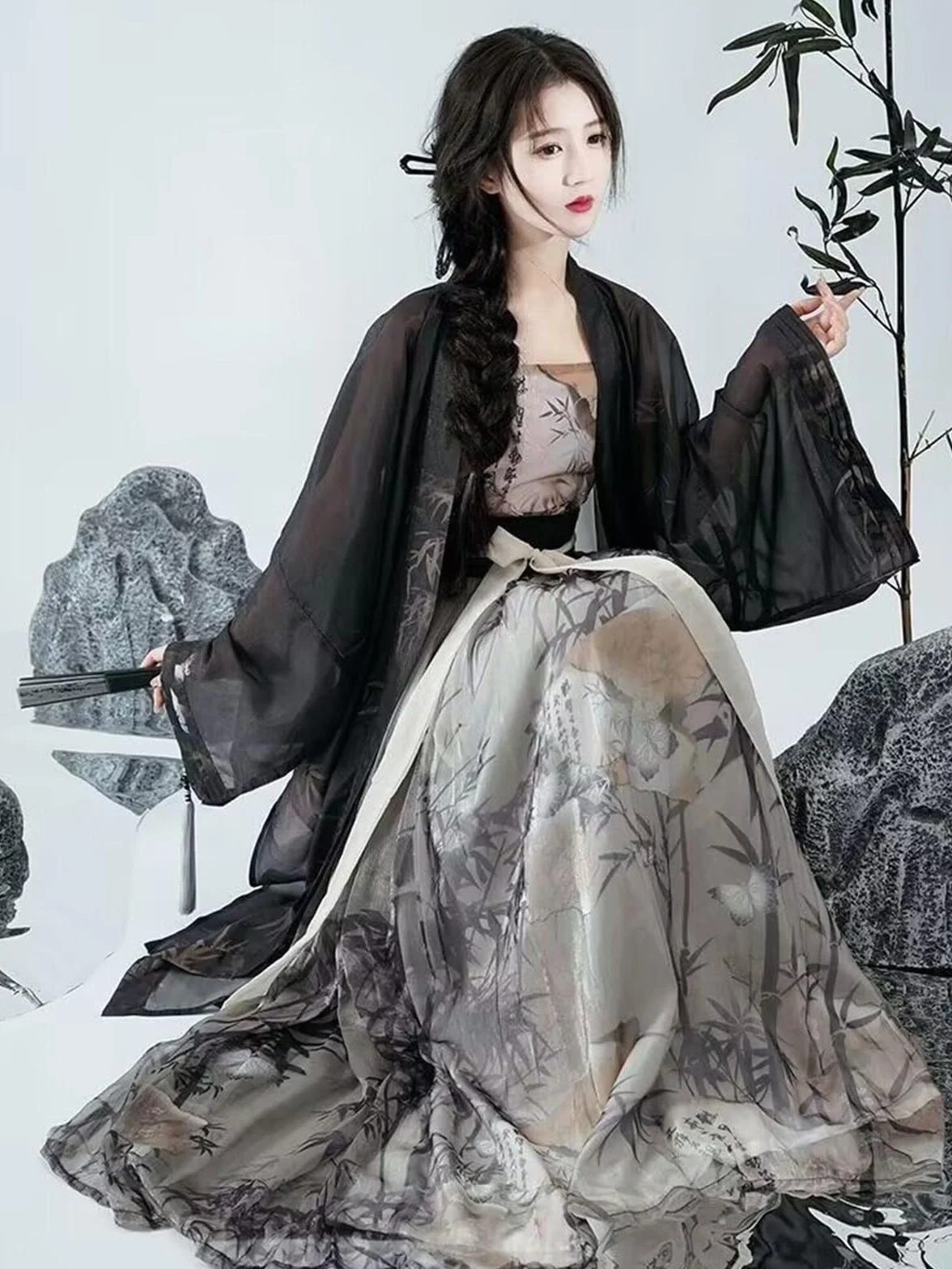 4XL Hanfu Sukienka Kobiety Piosenka Dynasty Nowoczesny Styl Oversized Cosplay Kostium Lato Czarny Hanfu Zestawy