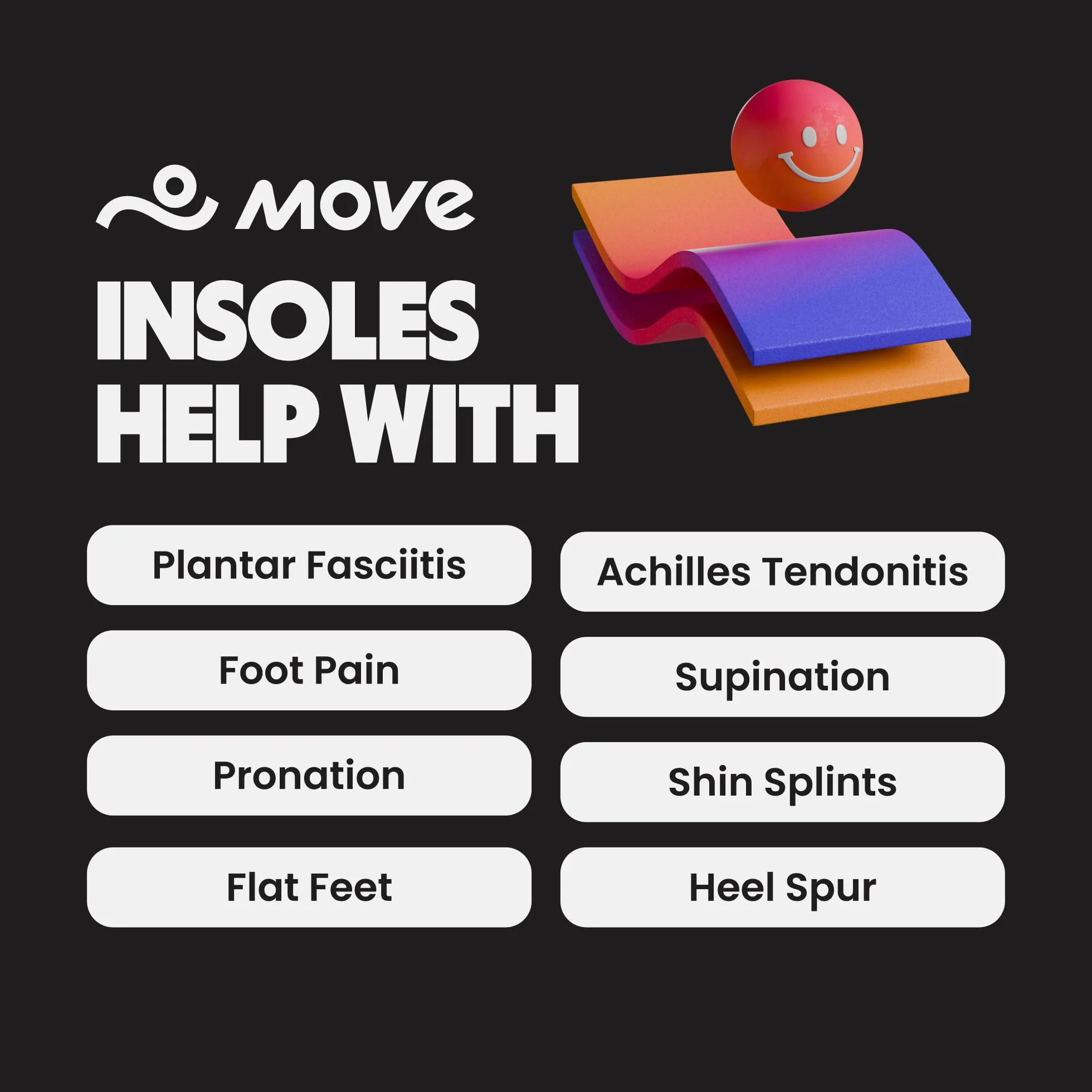 MOVE Game Day Uniwersalne wkładki do butów, przeciw płaskostopiu i zapaleniu powięzi podeszwowej, amortyzacja wstrząsów, wsparcie łuku stopy, do koszykówki, chodzenia i sportu, rozmiar 45-46
