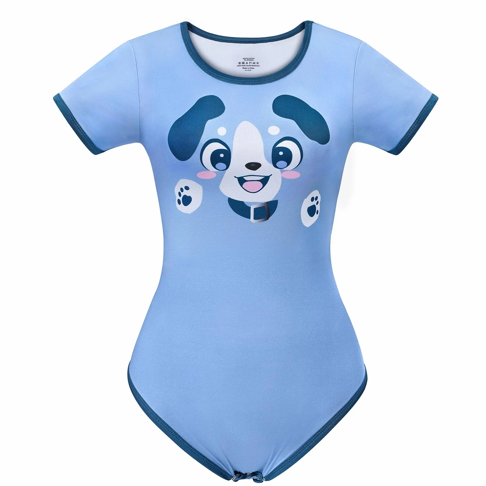 LittleForBig Jedwabiste śpioszki Onesie Piżama Bodysuit - małe niebieskie śpioszki body czysty wzór szczeniaka