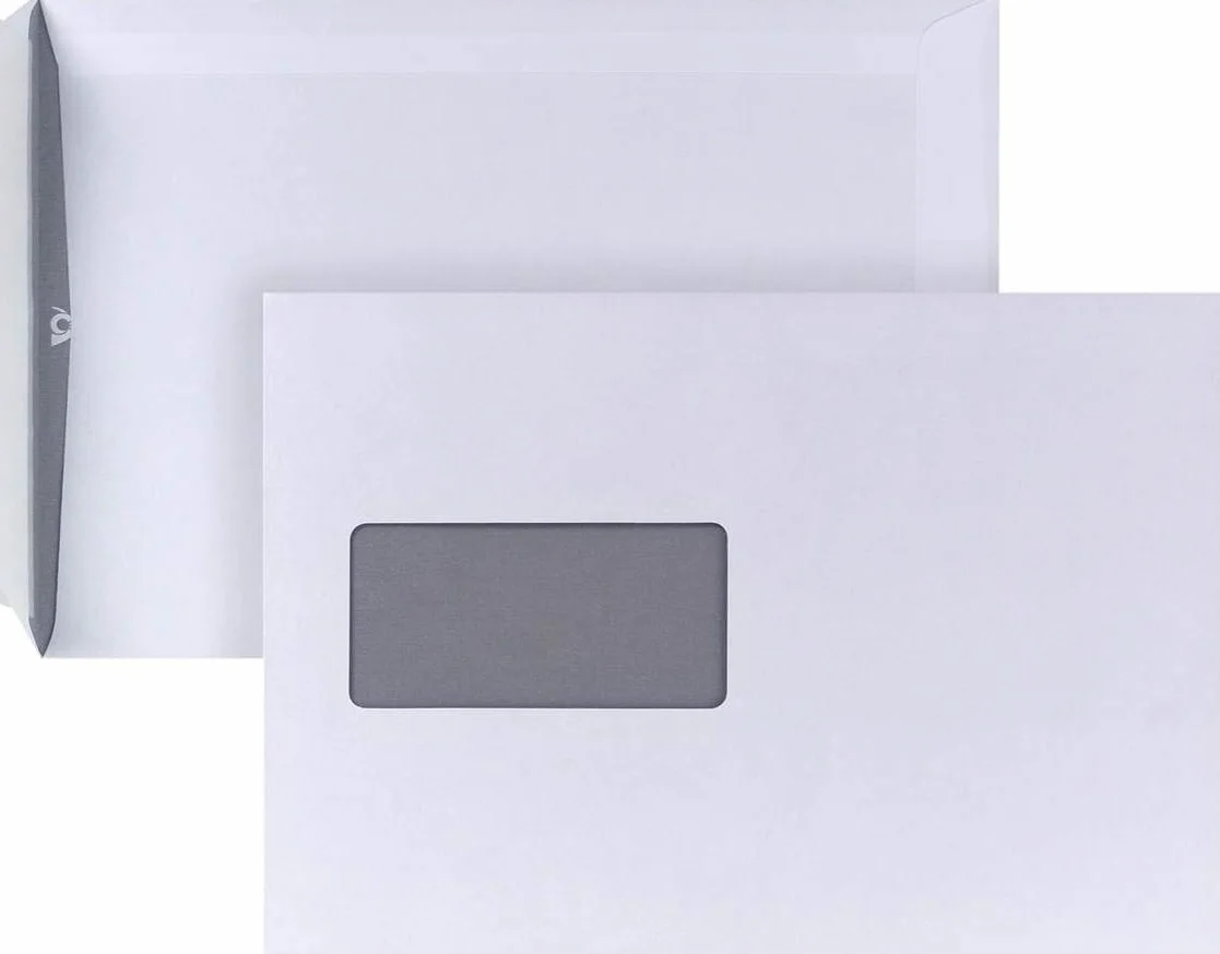 POSTHORN koperta C5 (25 sztuk), samoprzylepne torebki wysyłkowe z okienkiem, biały nadruk wewnętrzny dla ochrony prywatności, koperty A5, 229 x 162 mm, 90 g/m²