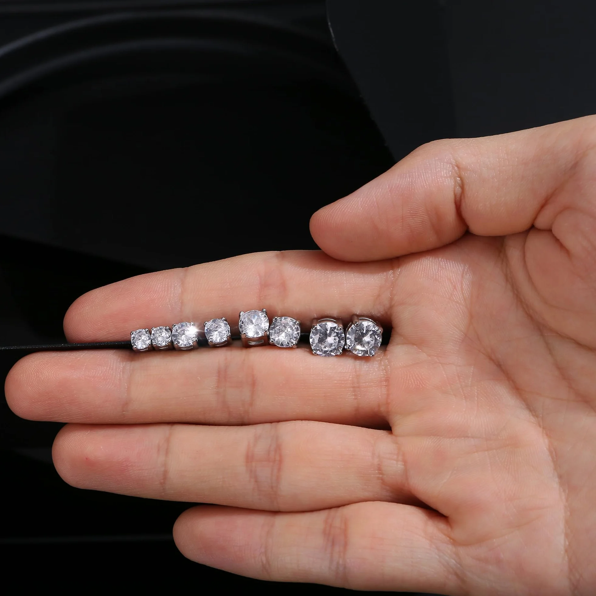 CASSIECA 2 pary kolczyków magnetycznych ze stali nierdzewnej dla mężczyzn i kobiet, niepiercingowe, hipoalergiczne, z tlenkiem cyrkonu, 5 mm / 6 mm / 7 mm