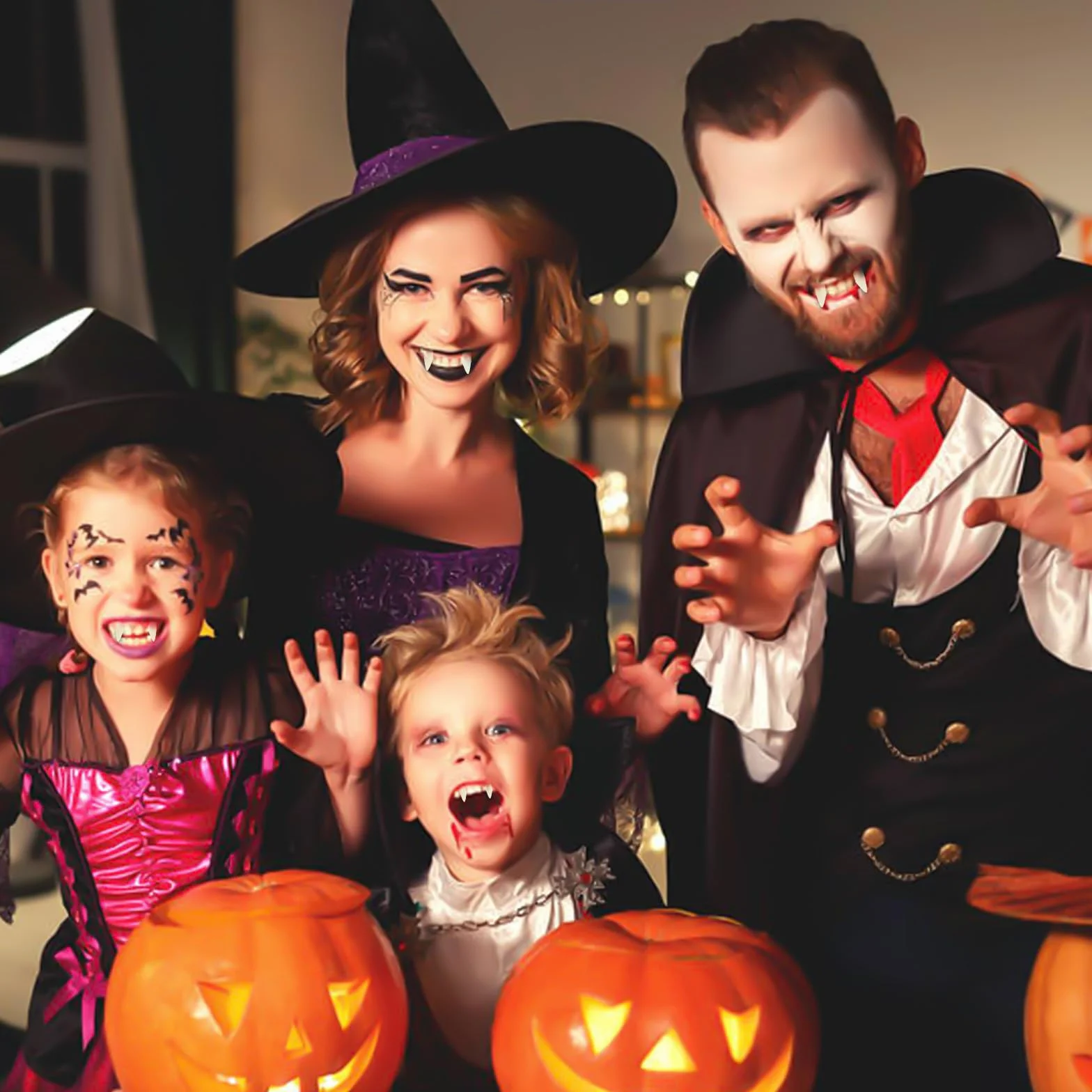 4 pary zębów wampira z 2 granulkami kleju, 4 rozmiary, Halloween, zęby wampira, sztuczne zęby, na imprezę Cosplay, rekwizyty Halloween, demon, czarownica, 13, 15, 17, 19 mm