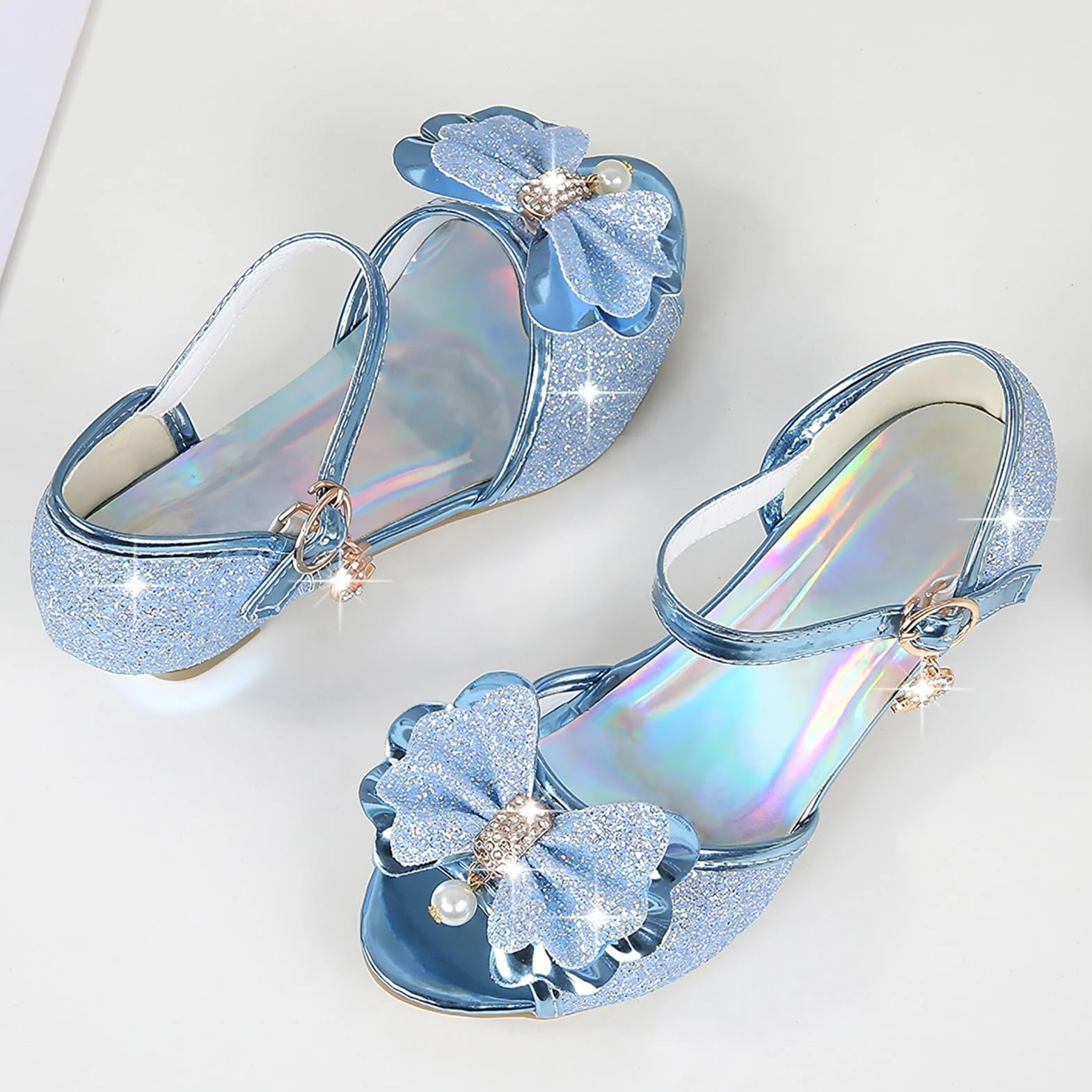 Dziewczęce buty księżniczki, eleganckie buty do tańca, antypoślizgowe, buty na obcasie, wygodne i oddychające sandały letnie