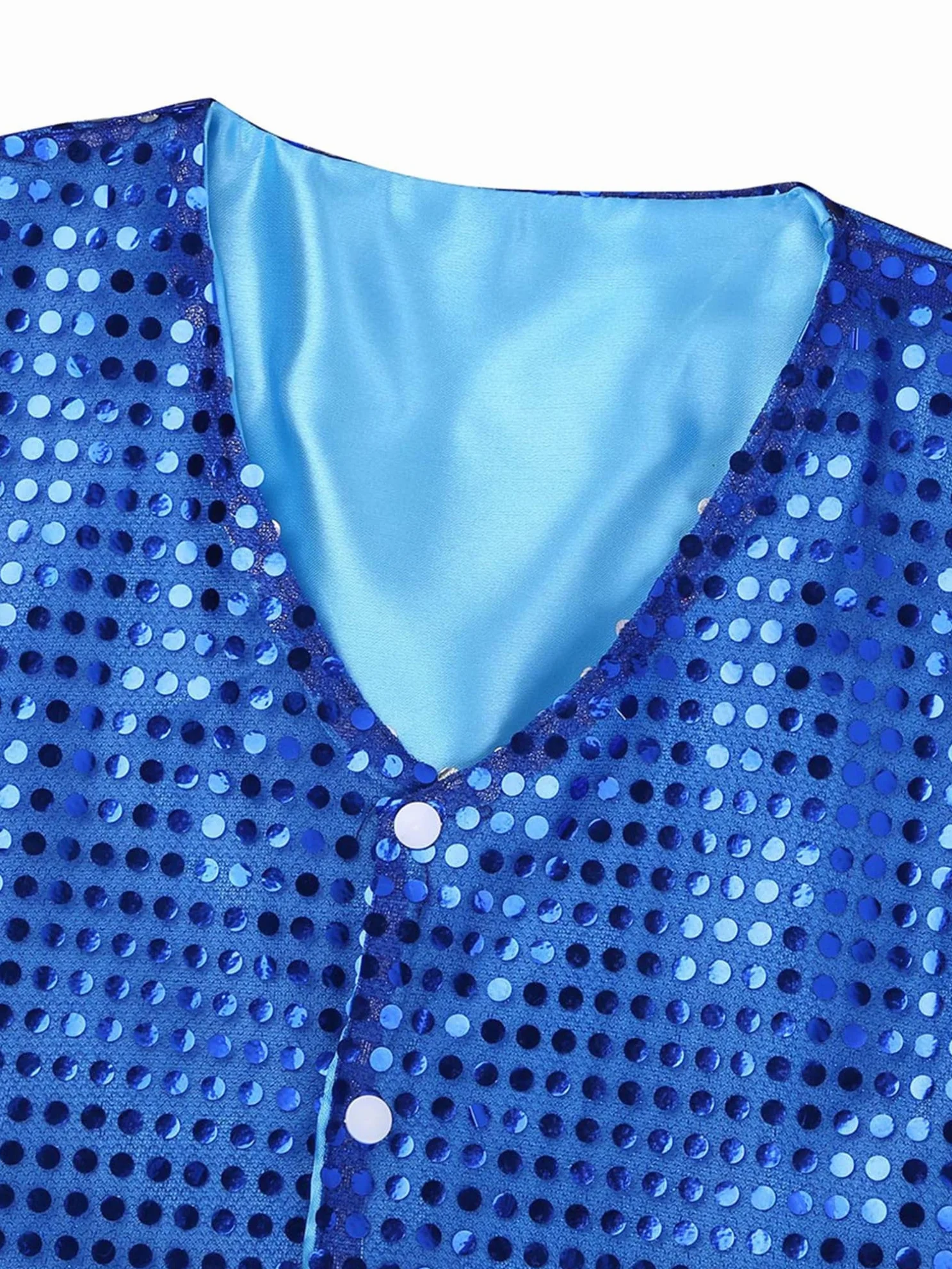 JEATHA Dziecięca kamizelka z cekinami z kapeluszem, jazz, latynoska, bez rękawów, kurtka Crop Top Glitter Tanktop Vest Top, błyszcząca górna część odzieży do tańca