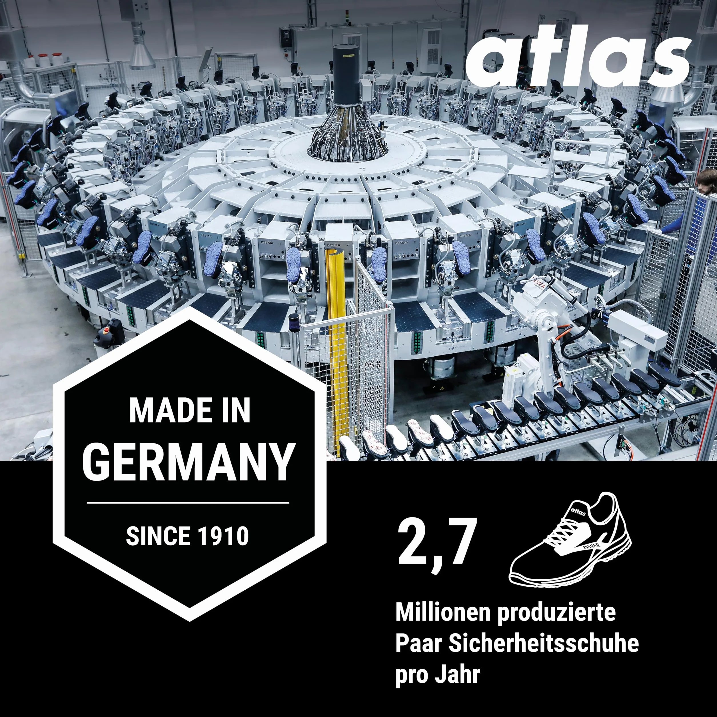 Atlas Męskie buty ochronne BAU 500, czarny, 43 EU