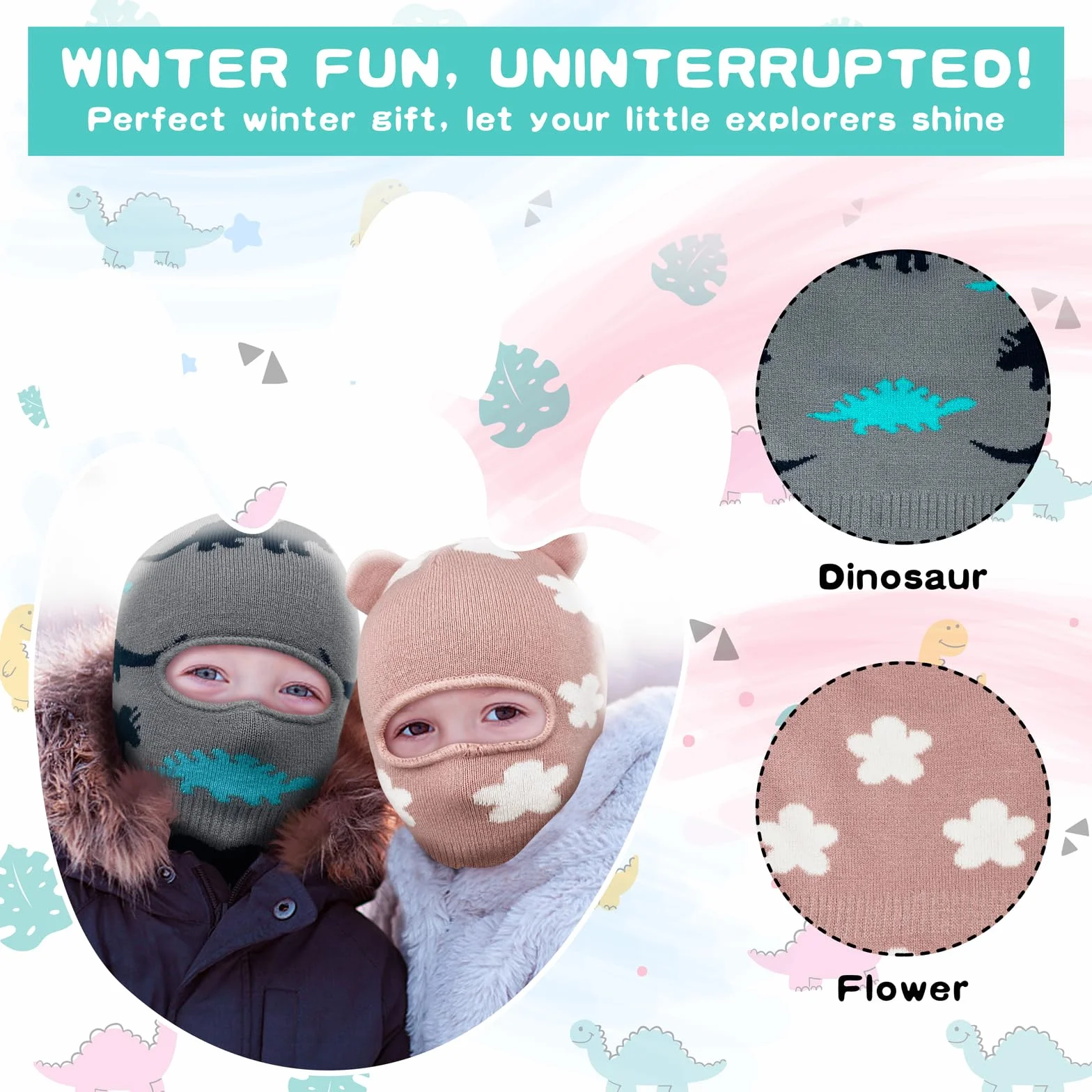 Czapka dziecięca z 1 otworem Balaclava Winer czapka dla chłopców i dziewczynek, ciepła kominiarka dla dzieci, maska narciarska, jazda na rowerze, biegania (2-6 lat)