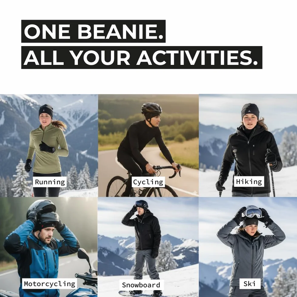 French Fitness Revolution Czapka z czaszką wkładka do kasku czapka do biegania - najwyższa retencja termiczna i wydajność odprowadzania wilgoci. Pasuje pod kaski, 2 sztuki: czarny i czarny, Rozmiar