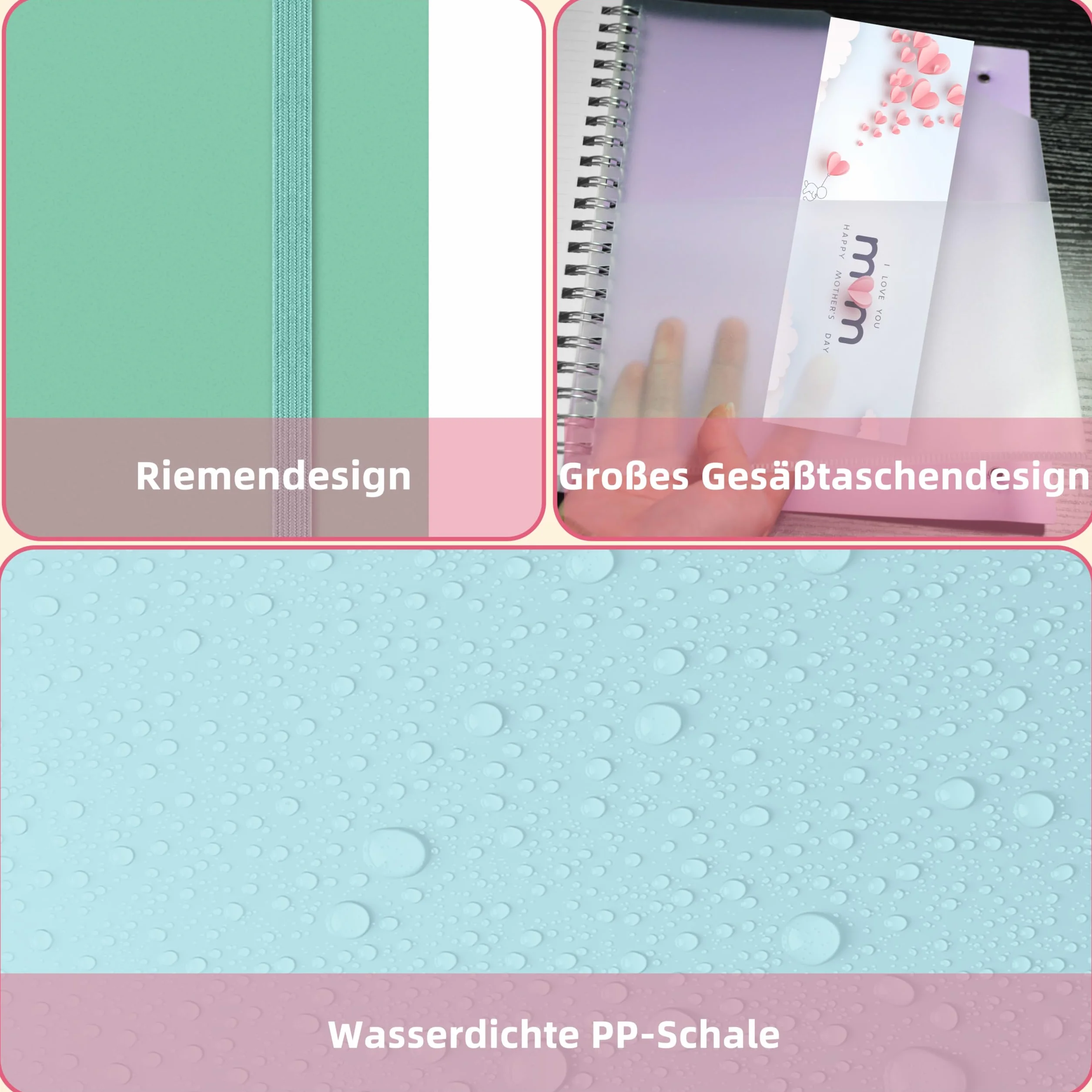 Notebook A5 kropkowane, Bullet Dot Journal, 300-stronicowe spiralnotizbuch, 100 g/m² Papier festiwalowy, pvc twarda okładka, z linijką, torby rozszerzające-Zielony