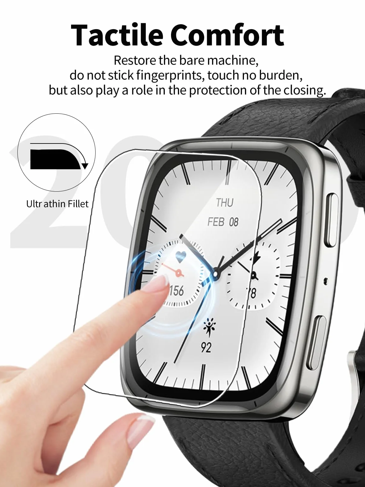 Folia ochronna na wyświetlacz ze szkła hartowanego do smartwatcha AMAZFIT Active 2 Square z wysokim aluminiowym brzegiem – chroń swoje urządzenie za pomocą trwałej folii, opakowanie 3 szt