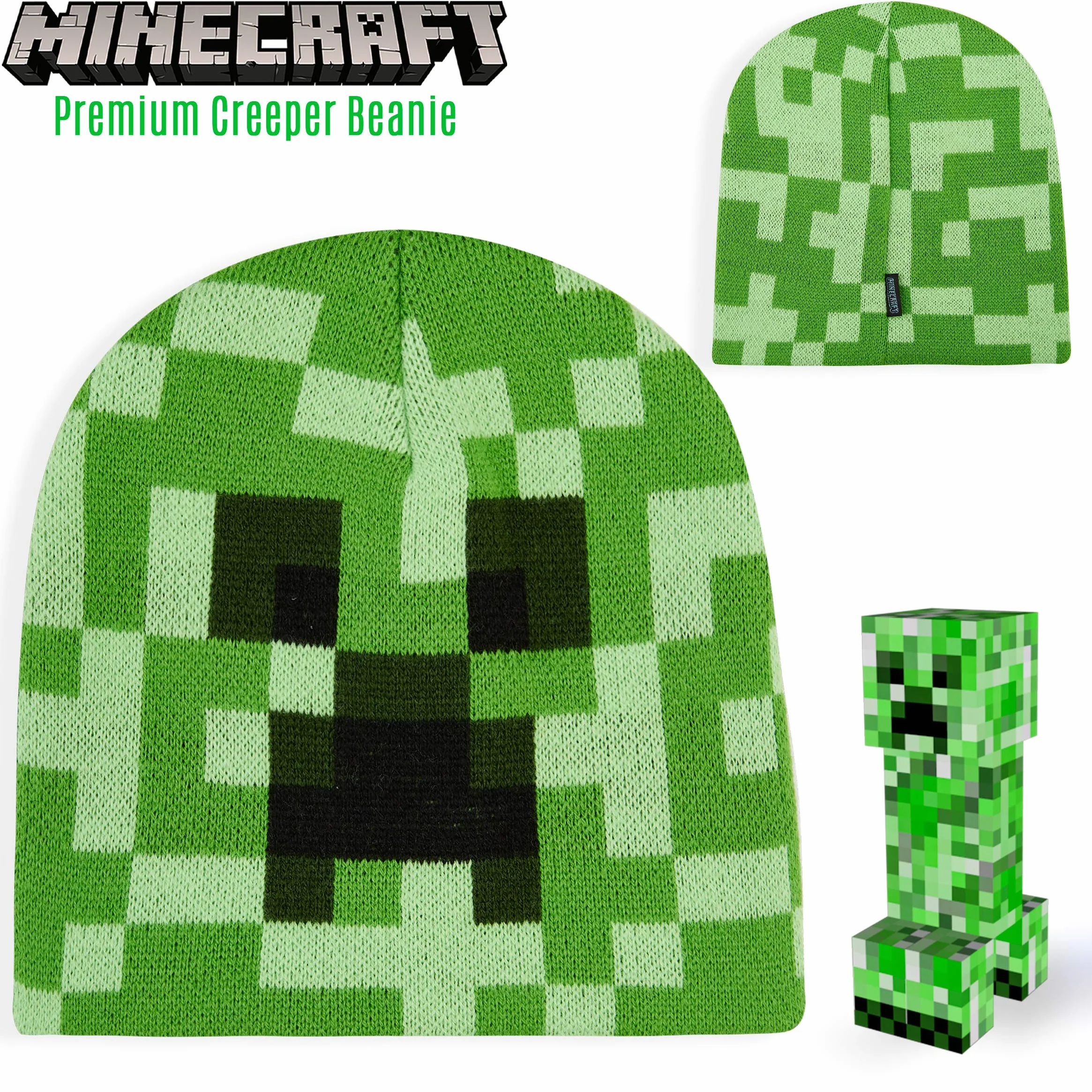 Minecraft Creeper dzianinowa czapka beanie dla chłopców dziewcząt mężczyzn kobiet