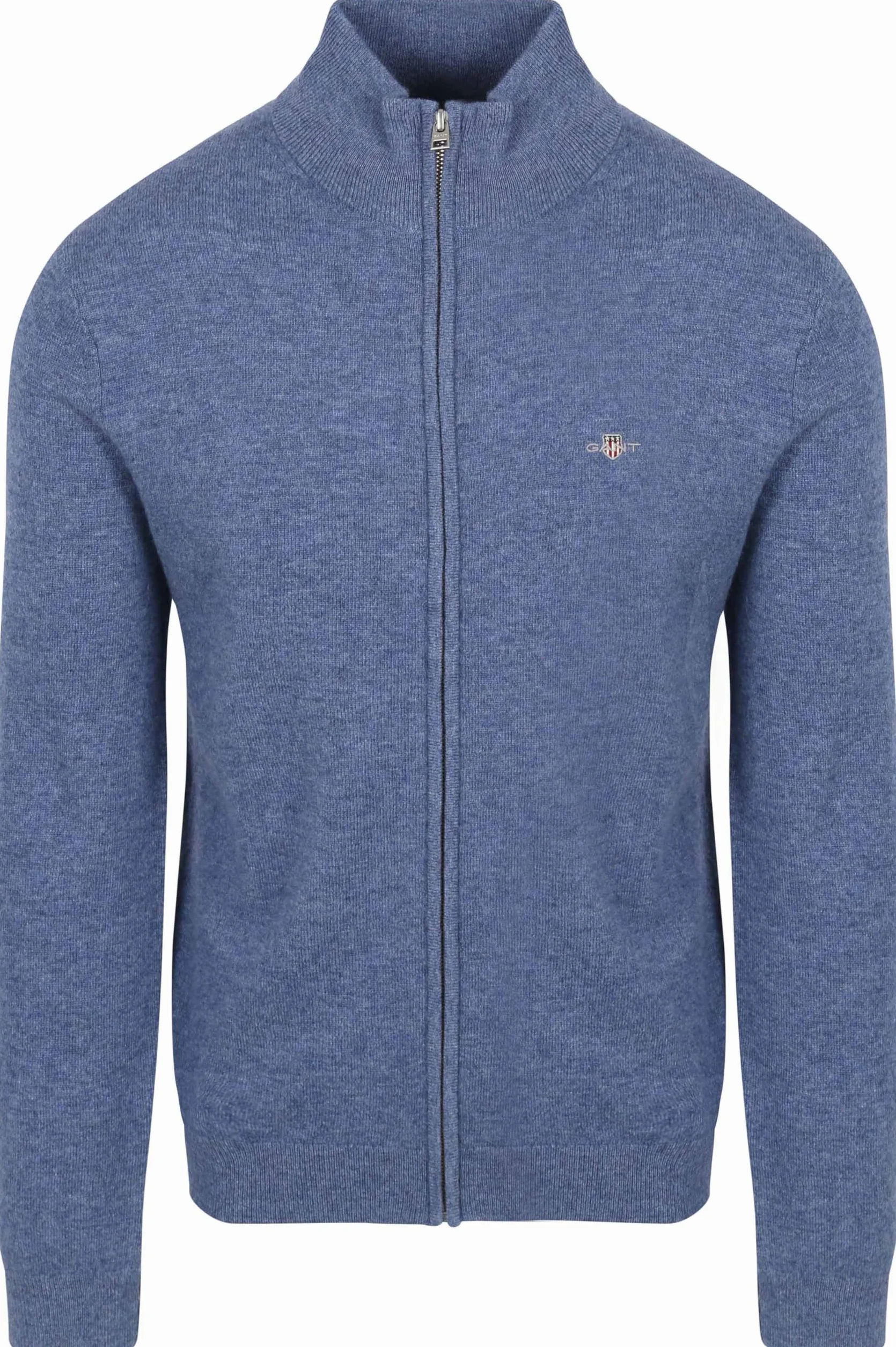 GANT Extrafine Lambswool Zip Cardigan, Stone Blue Melange, XL