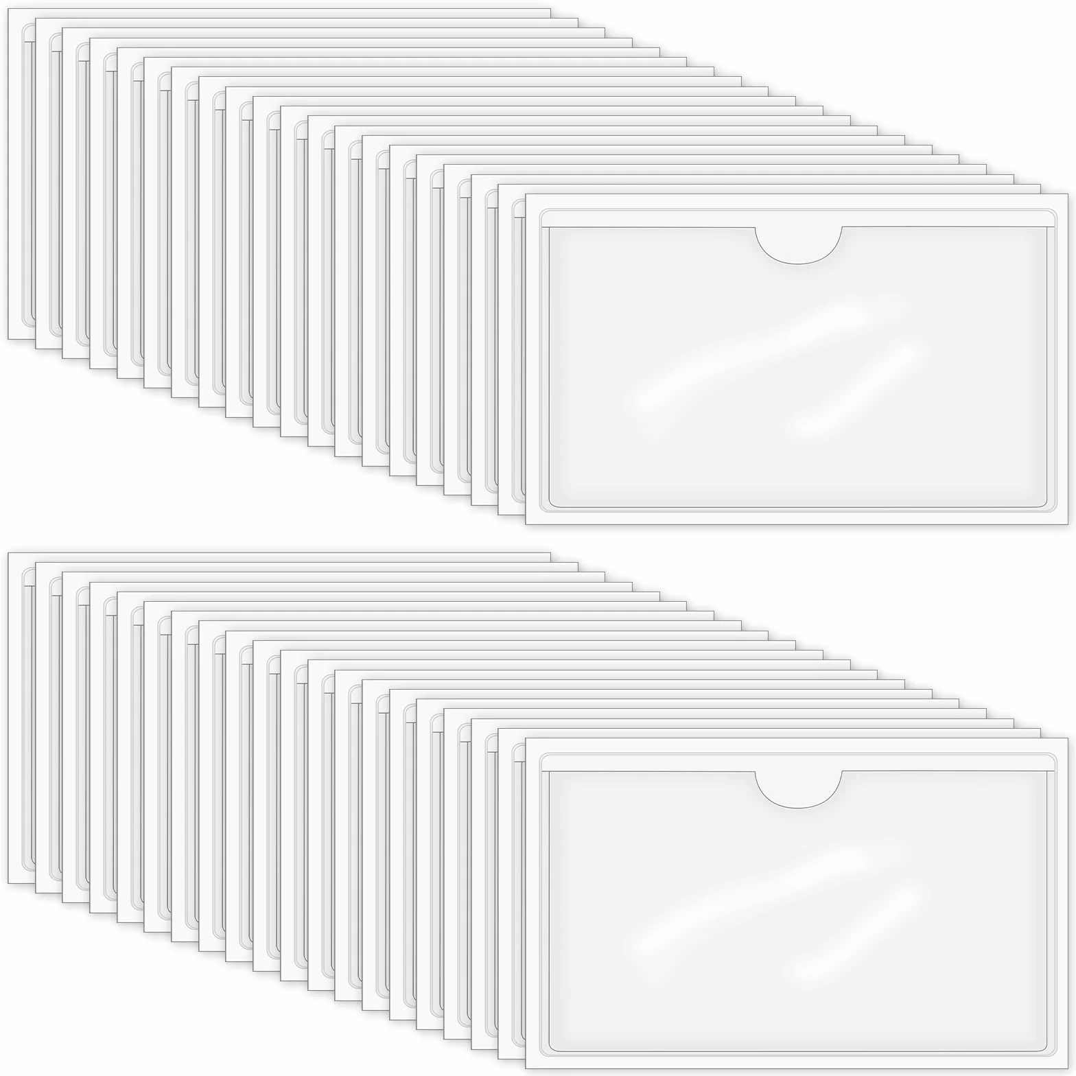 100 sztuk samoprzylepnych uchwytów na etykiety, 10 x 6 cm, wodoodporne, okienko na opisy, samoprzylepne, do biura, domu, szkoły, porządkowania (przezroczyste)