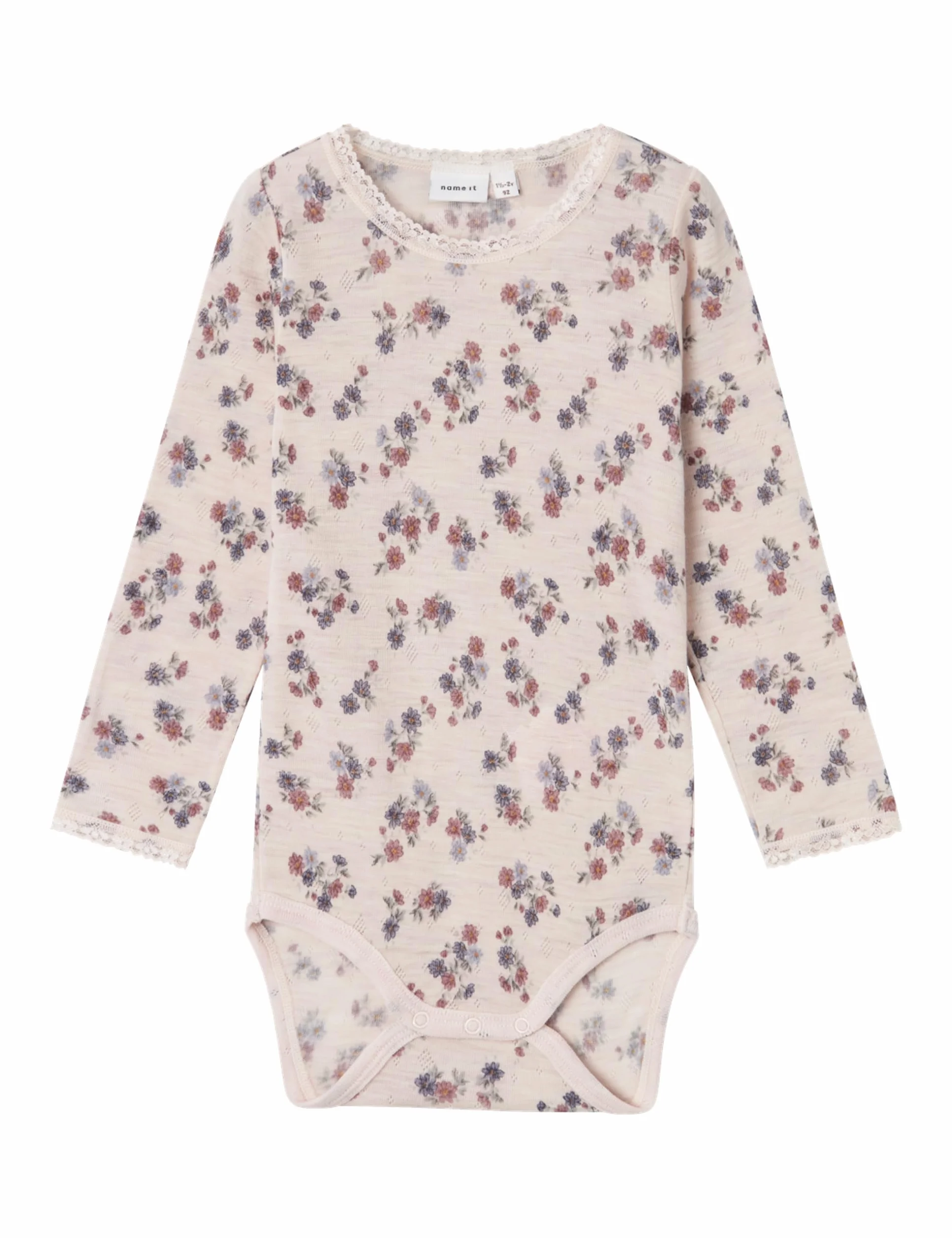 NAME IT Dziewczęce Nmfwang Wool Needle Ls Body Noos Body z długim rękawem, Rosa, 98 cm