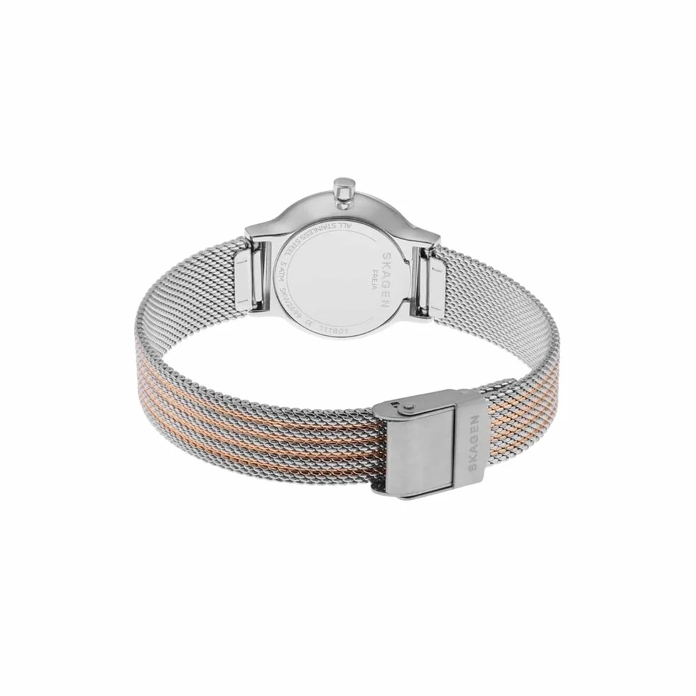 Skagen zegarek Freja Lille dla kobiet, kwarcowy mechanizm dwukierunkowy z paskiem ze stali szlachetnej lub skóry