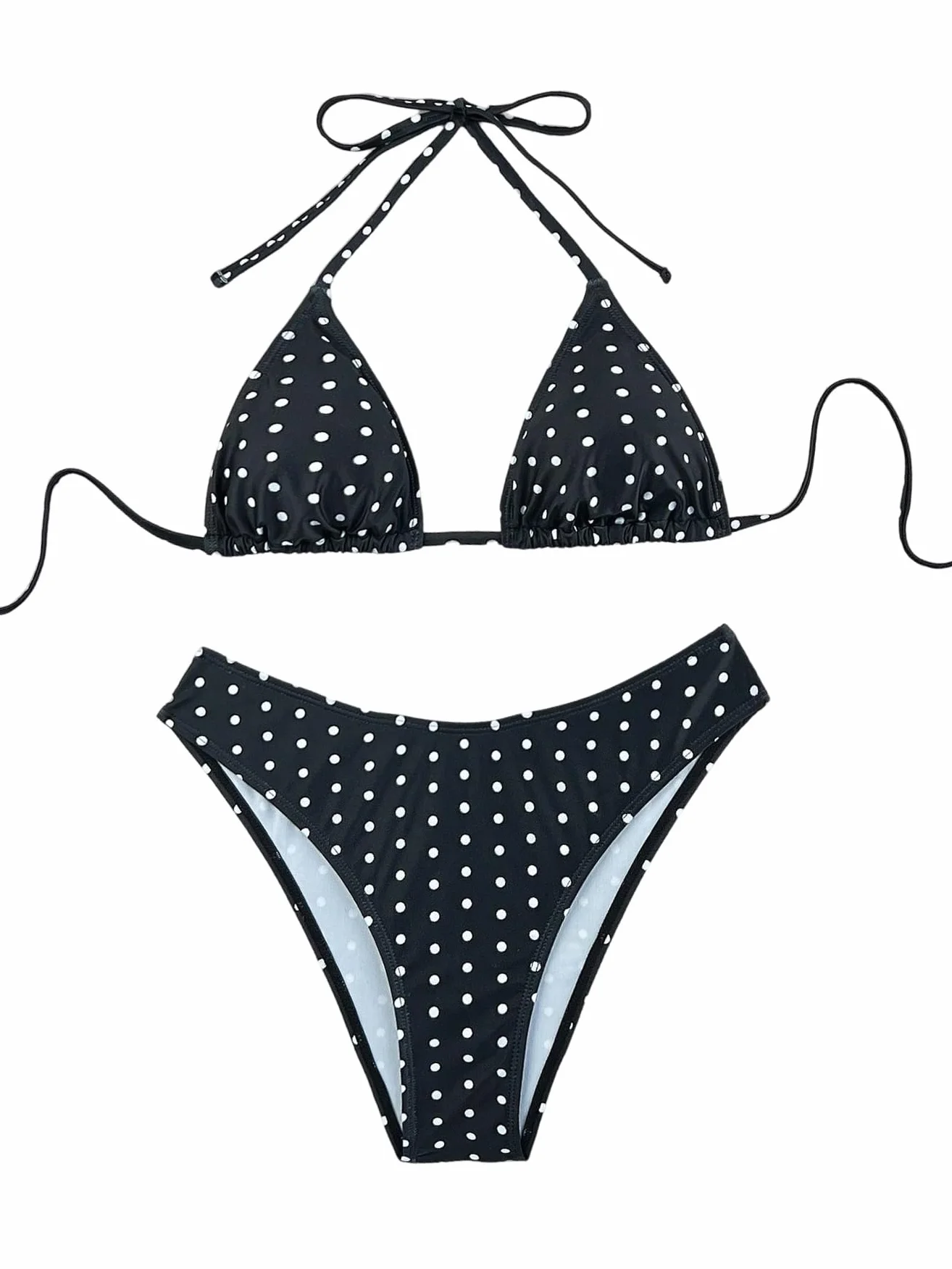 GORGLITTER Damski zestaw bikini w kropki, dwuczęściowy trójkąt bikini, wysoki stan, spodnie bikini bez fiszbin, na lato, moda plażowa