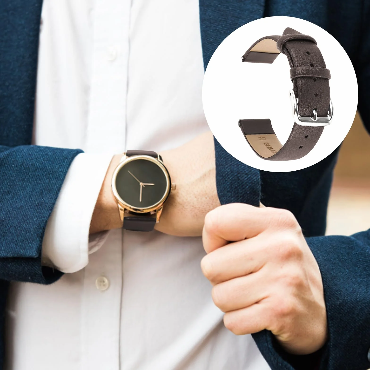 Amaxiu Skórzany Pasek do Zegarka w Stylu Vintage, Miękki ze Skóry Cielęcej, Szybkie Odpinanie, Uniwersalny Zamiennik ze Srebrną Klamrą ze Stali Nierdzewnej, 18 mm