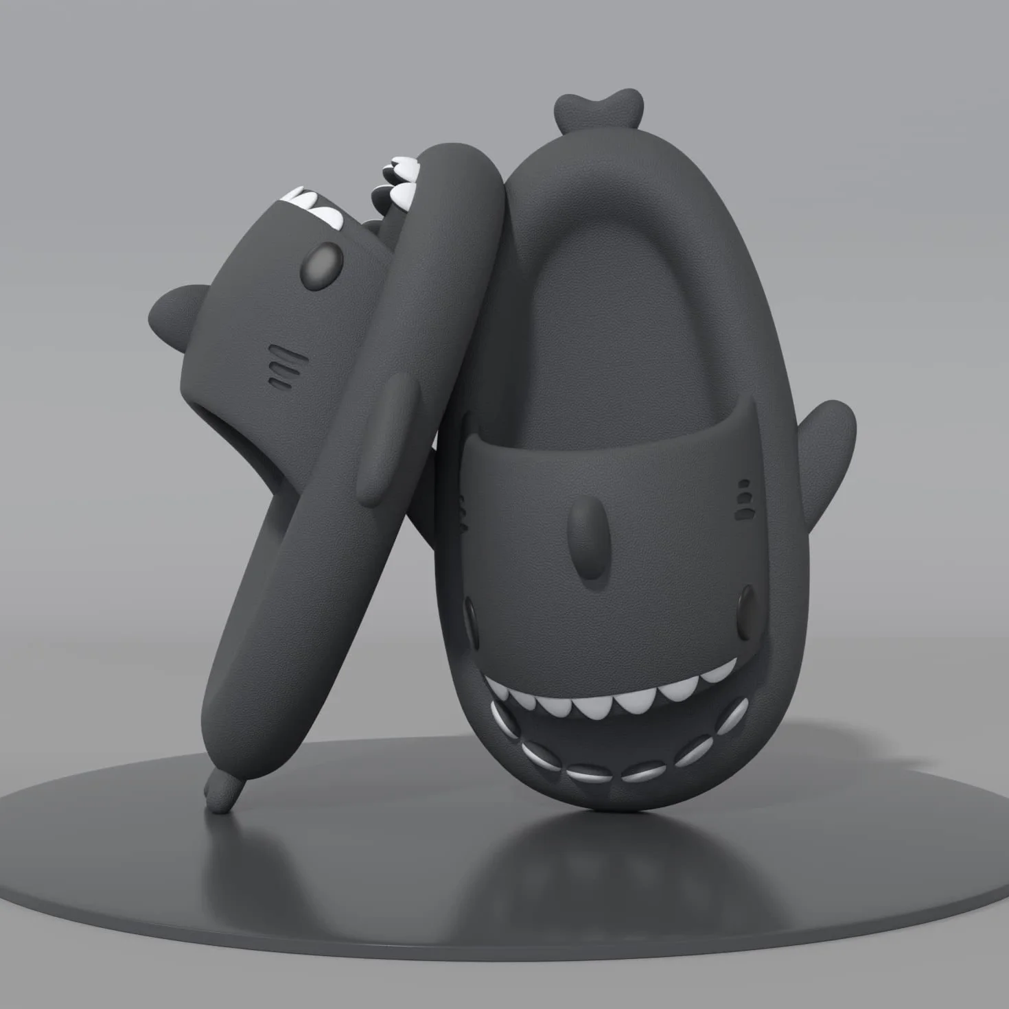 ChayChax Cloud Shark Antypoślizgowe klapki z otwartym noskiem, wygodne, z amortyzującą grubą podeszwą, kreskówkowy wzór, pod prysznic, do domu i na zewnątrz, dla chłopców/dziewcząt