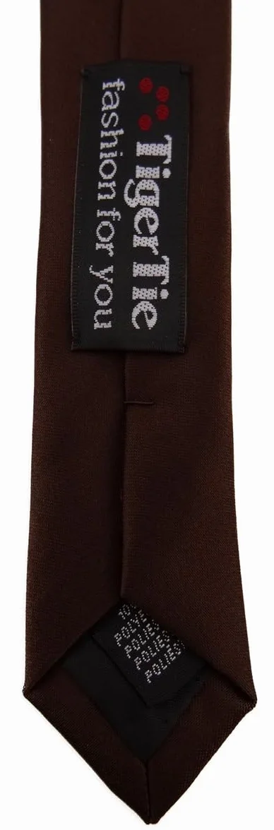 TigerTie Wąski designerski krawat jednokolorowy uniwersalny - krawaty krawatowe - szerokość krawata 5,5 cm, ciemnobrązowy, Krawattengröße: ca. Länge 150 cm, Breite 5,5 cm