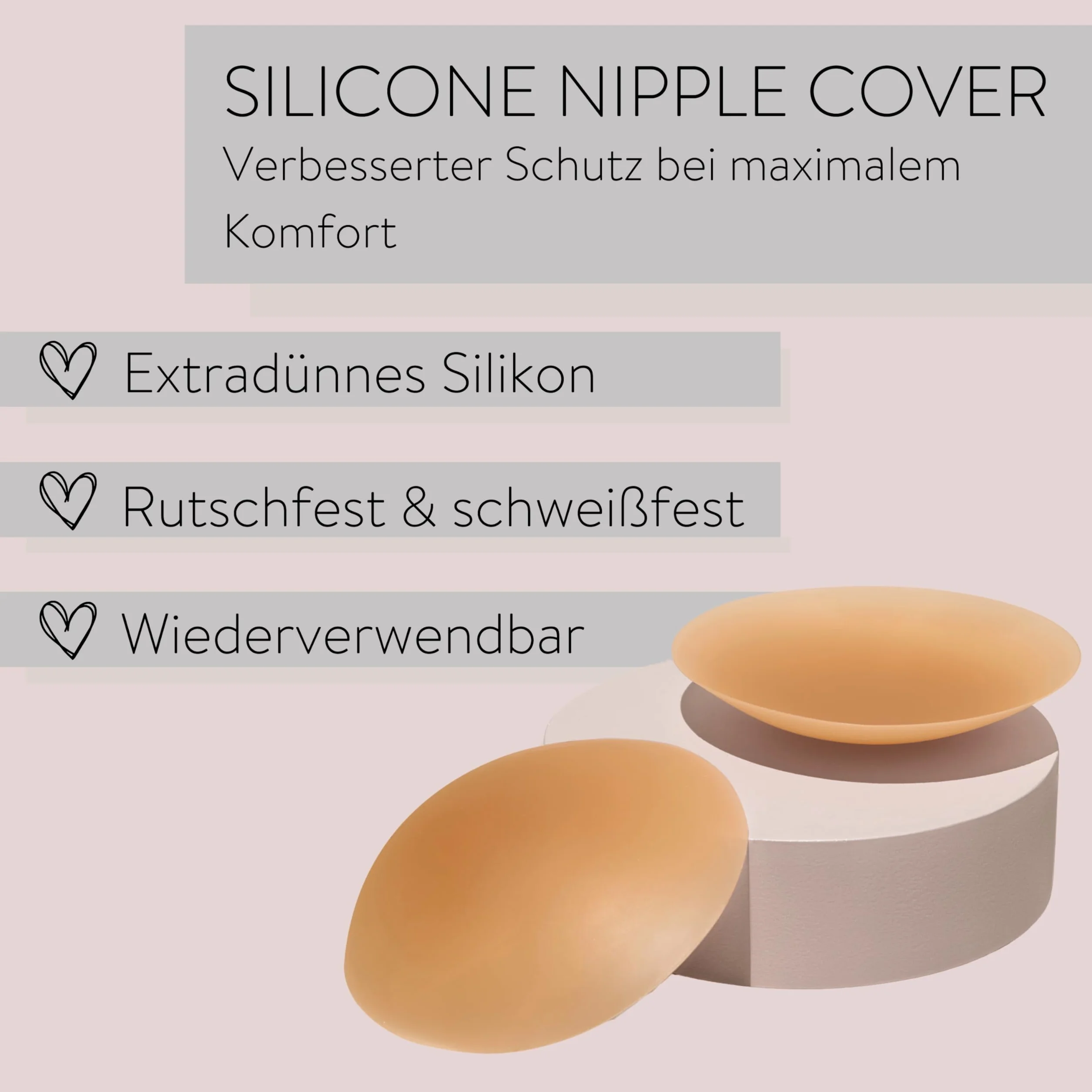 PARSA Beauty Silikonowe etui na sutki – niewidoczna alternatywa biustonosza dla miseczek A-D – wielokrotnego użytku i wodoodporna – 100% nieprzejrzysta – pokrowiec na sutki damskie