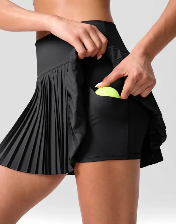 SANTINY Plisowana spódnica tenisowa dla kobiet z kieszeniami szorty damskie z wysokim stanem lekkie sportowe spódnice golfowe spódnice