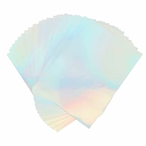 Papier do Naklejek Holograficznych, 22 Arkusze A4 Papier do Naklejek Holograficznych do Druku 8 X 12 Cali do Drukarek Atramentowych, Kserokopiarek, Drukarek Laserowych,