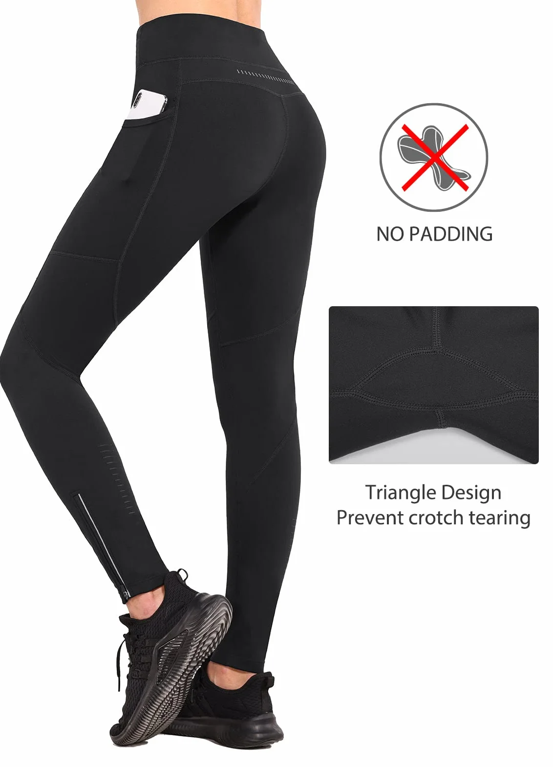 BALEAF Thermoleggins damskie legginsy z podszewką, zimowe legginsy sportowe, długie spodnie do biegania, spodnie rowerowe z zamkiem błyskawicznym