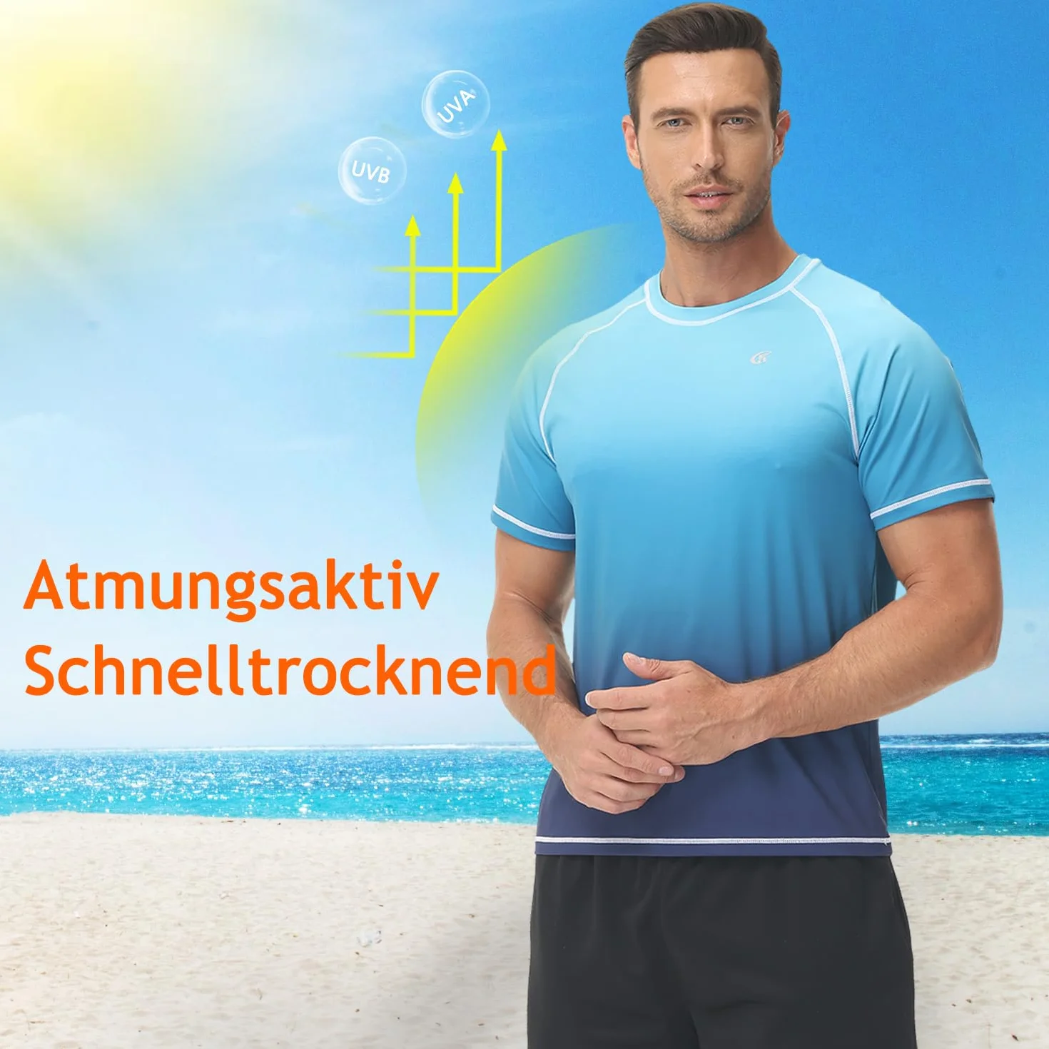 Huayuzh Koszulka męska UV Rashguard, szybkoschnąca, lekka, oddychająca, surfing, wędkowanie, wędrówki, top