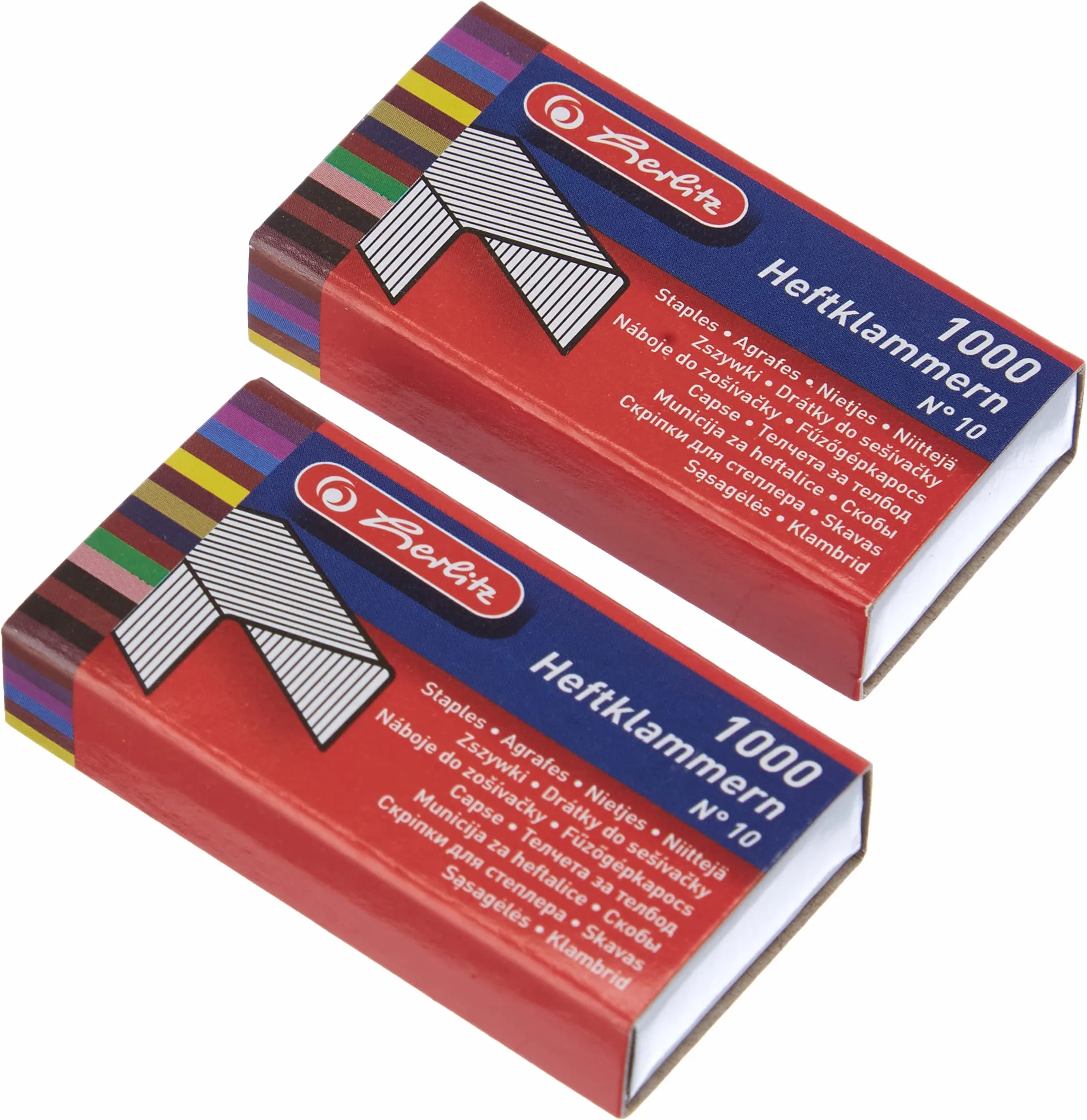 Herlitz Zszywki nr 10, 2x 1000 sztuk na karcie, ocynkowane