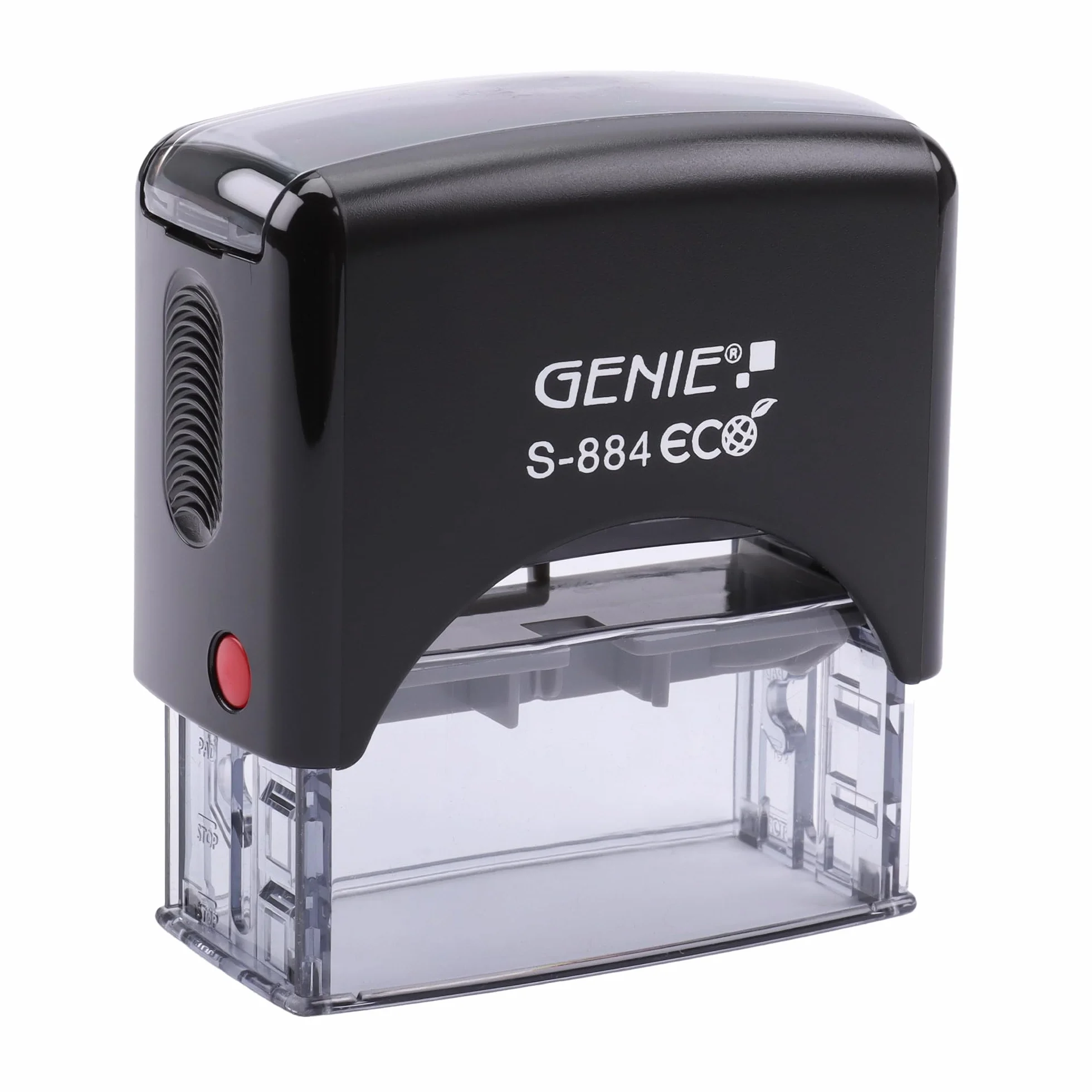 Genie S-884 Zestaw Stempli Samotuszujących (Do 5 Linii, Własny Projekt, w Tym Akcesoria, Poduszka Do Tuszu) Czarny / Srebrny