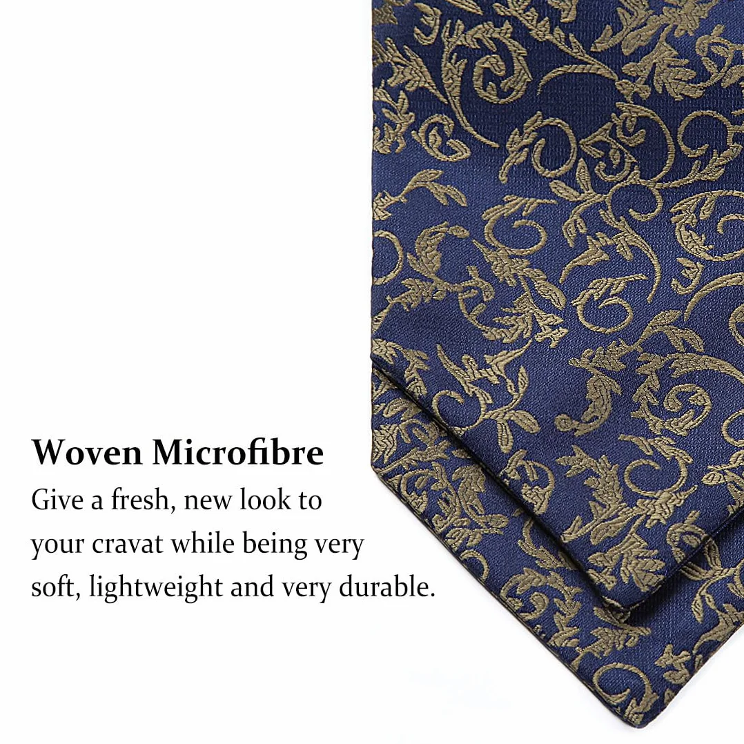 HISDERN Krawat Ascot Męskie Krawaty i chusteczki Zestaw Paisley Kwiaty Formalne Ślub Elegancki Krawat Żakardowy Szalik Ascot Męski