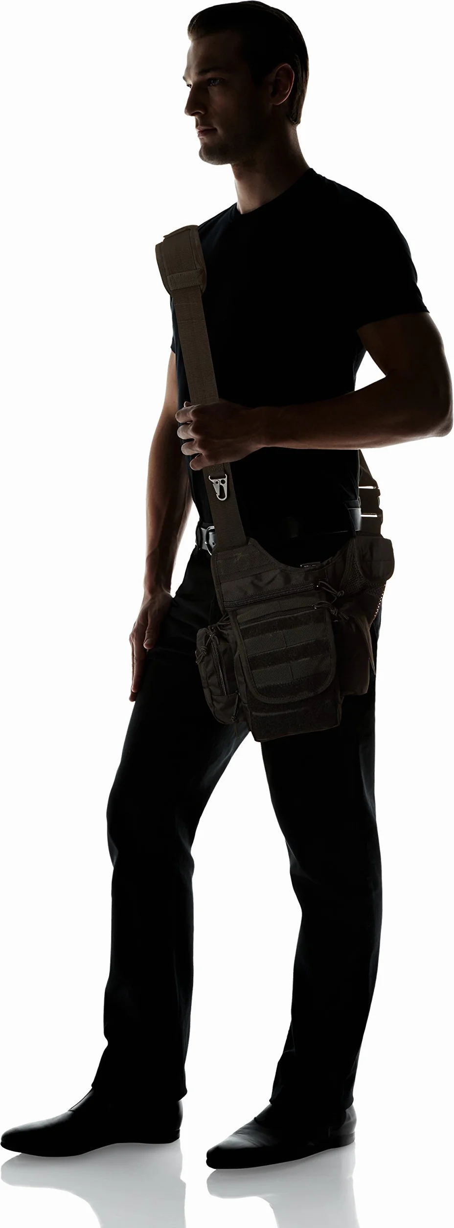 Mil-Tec Mężczyźni Sling Torebka, Czarny, 3 Kieszenie