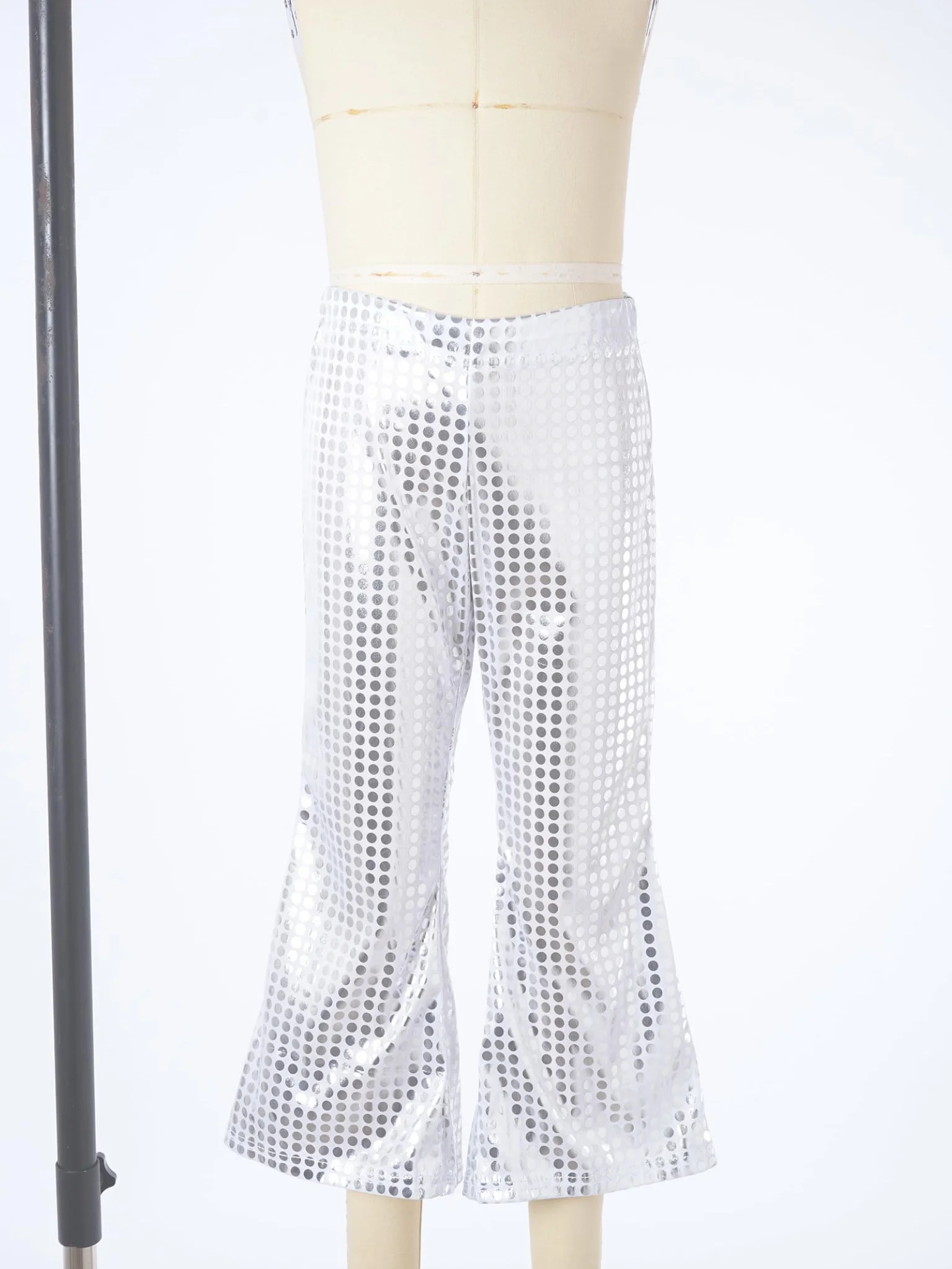 Disco spodnie z cekinami dla dzieci, dla dziewczynek, rozkloszowane legginsy, szerokie nogawki, spodnie jazzowe, hip hop, ulica, odzież do tańca