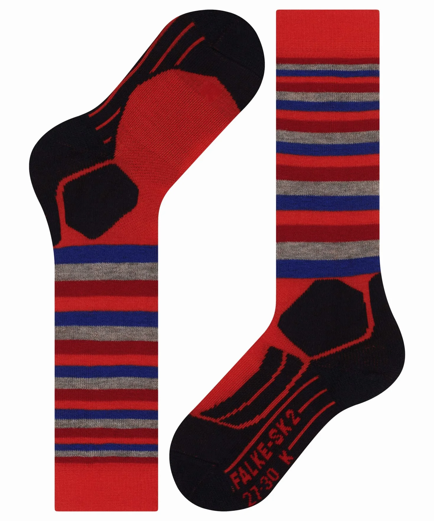 FALKE Uniseks - dzieci Skarpety narciarskie SK2 Intermediate Stripes K Kh Wełna ciepłe grube 1 Para, Pomarańczowy Samba Orange 8182, 35-38