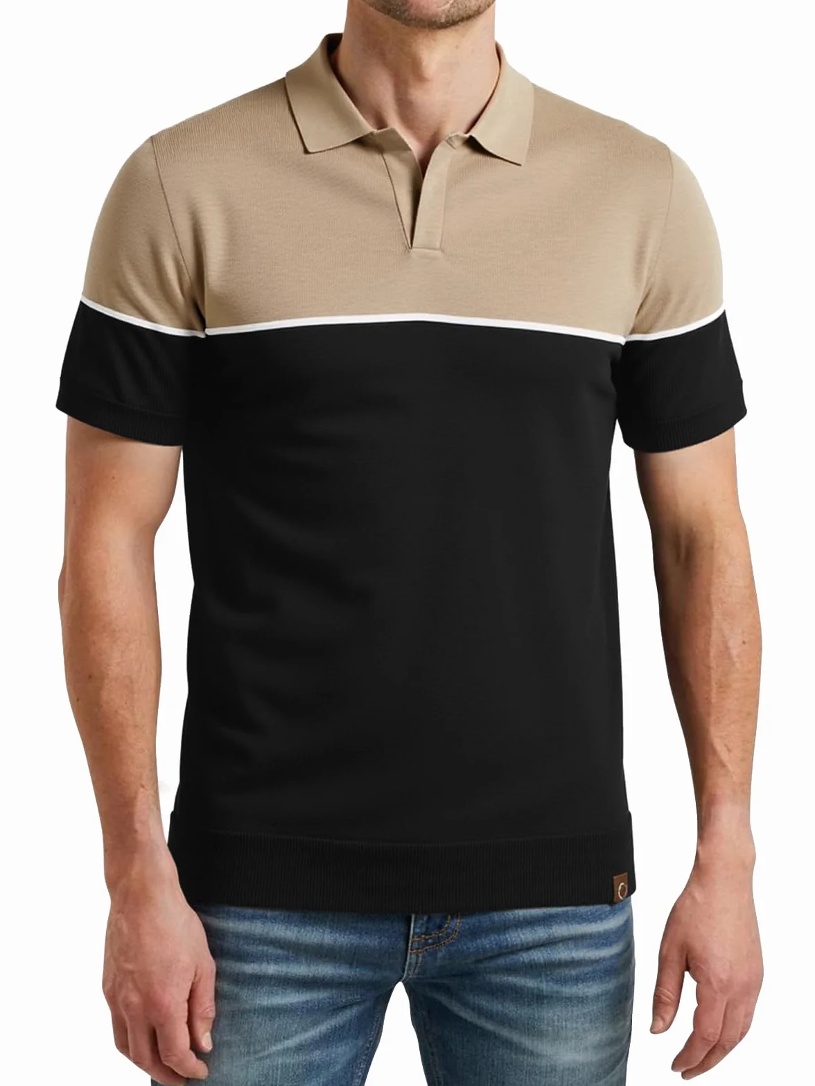 Męska koszulka polo do tenisa golfowego z krótkim rękawem sportowa koszulka polo w kontrastowym kolorze