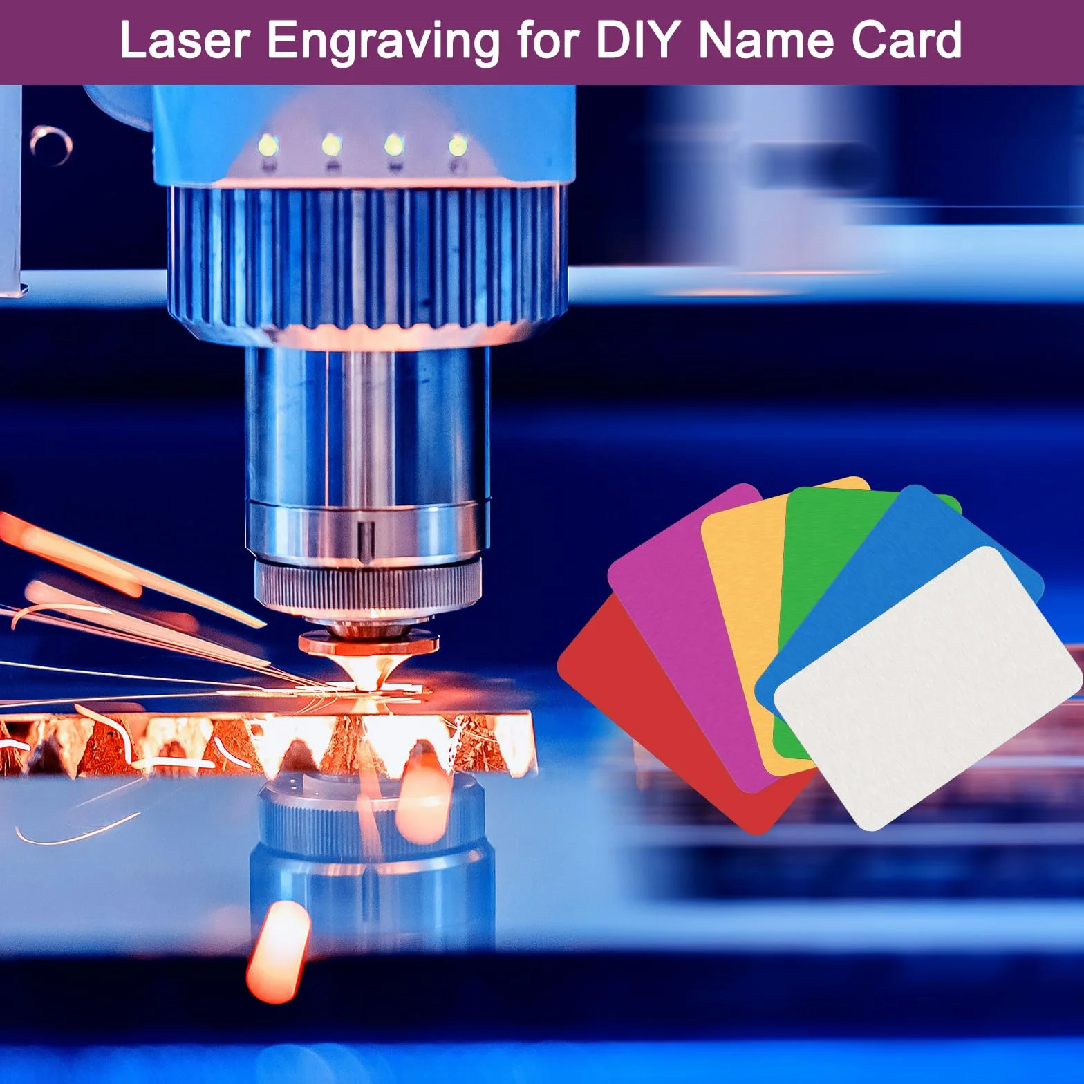 QUARKZMAN 50 sztuk metalowych wizytówek pustych wielokolorowych aluminium grawerowanie laserowe materiały 0,21 mm unikalne do samodzielnego wykonania kartek z imieniem