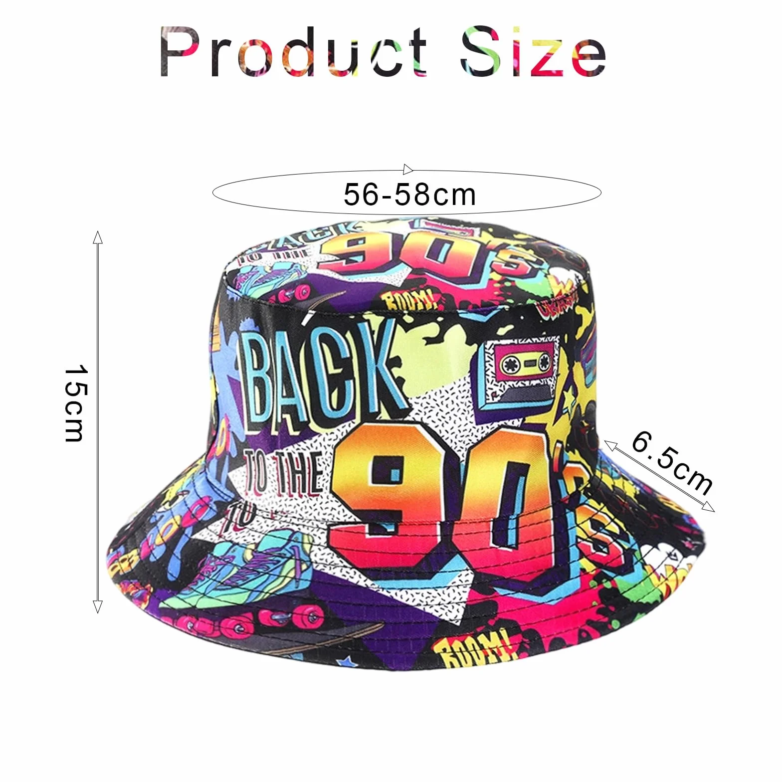 Zestaw 2 czapek rybackich w stylu lat 90., Hip Hop Bucket Hat Hat składany, dwustronny kapelusz rybacki, uniseks, retro, modne akcesoria z lat 90. dla kobiet i mężczyzn