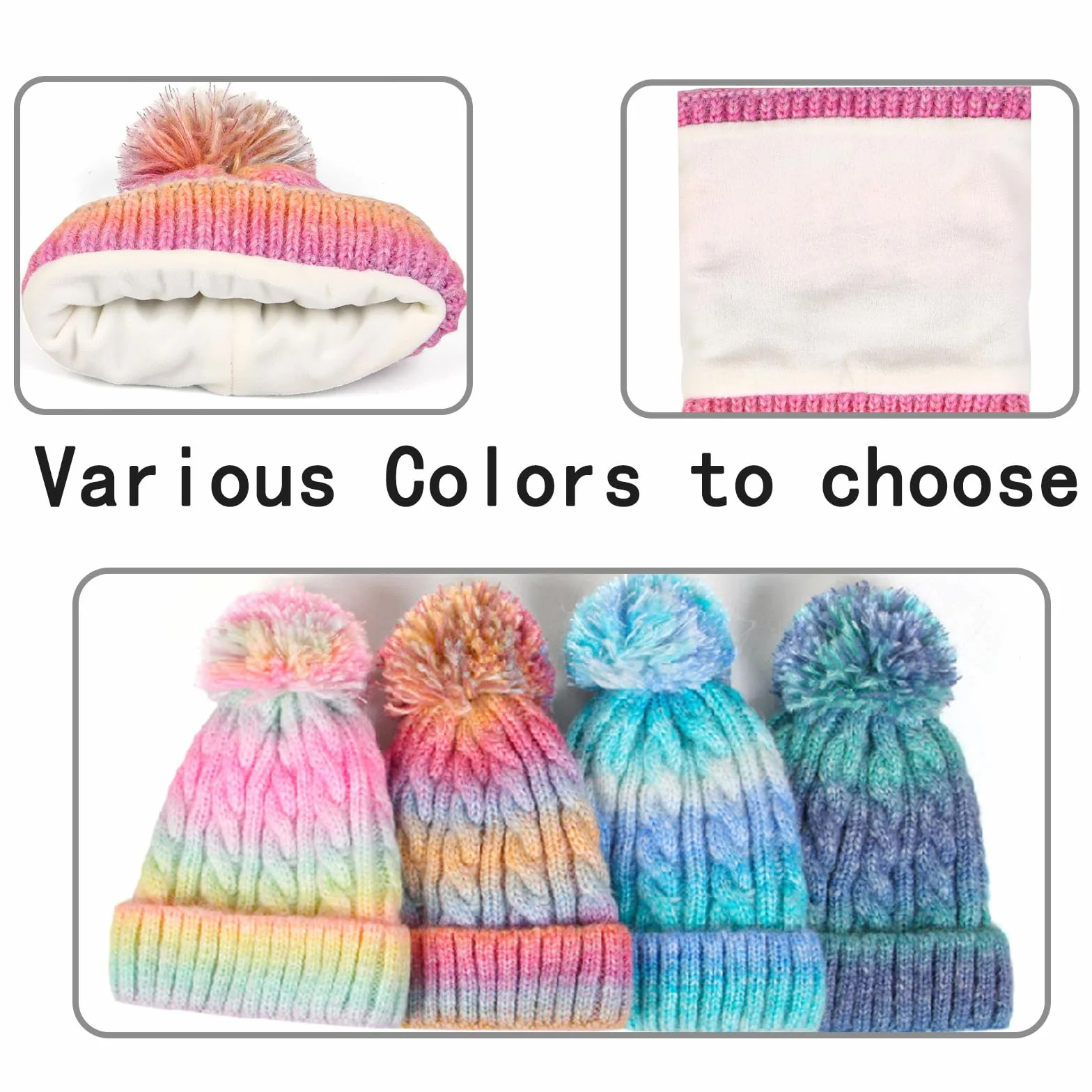 Baynetin Czapka z dzianiny dla dzieci zima szalik rękawiczki czapka z dzianiny z pompompomem chłopcy czapka szalik czapka beanie ocieplacz na szyję dla chłopca dziewczynki 2-8 lat