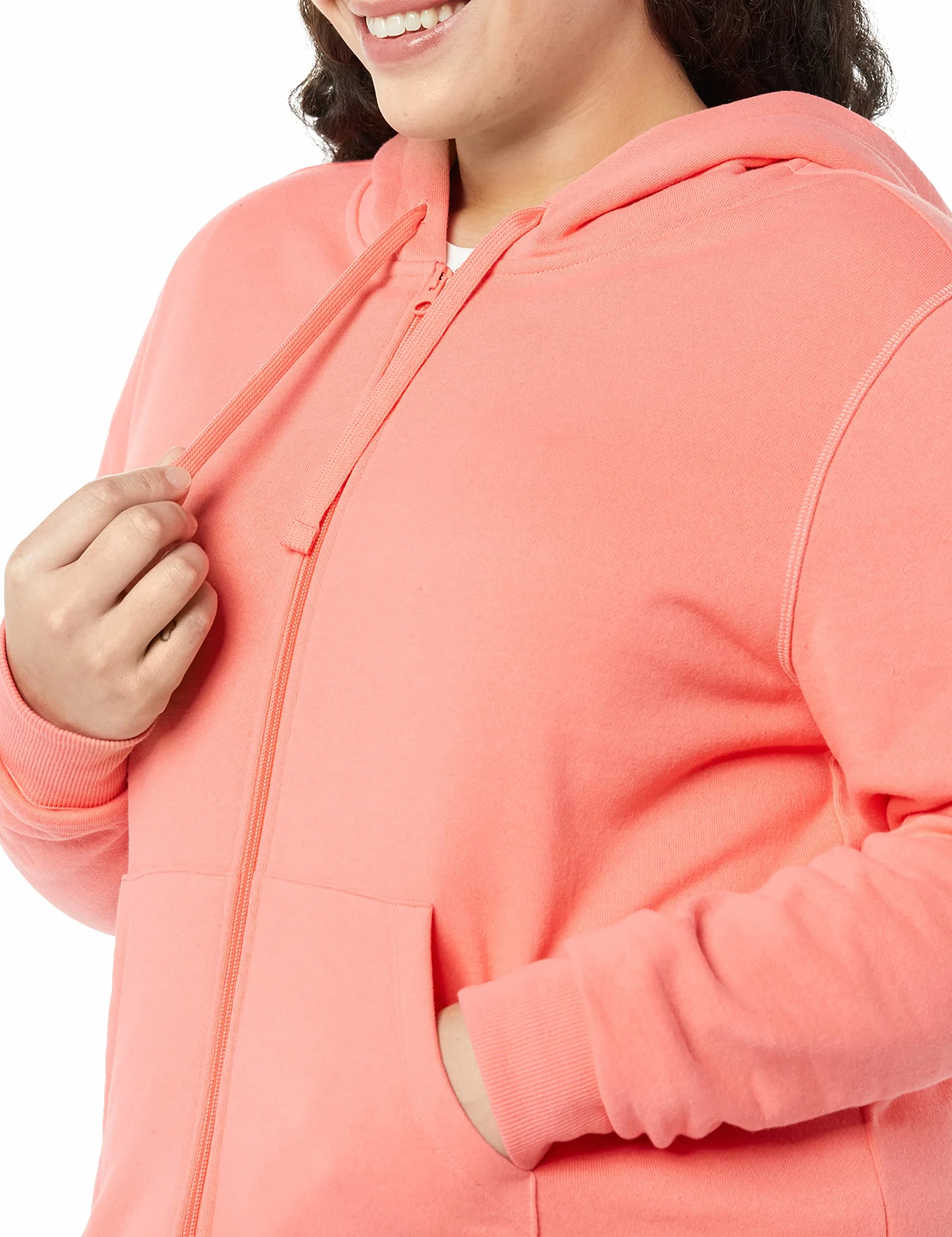 Amazon Essentials Kobiety Bluza z kapturem z polaru French Terry na zamek błyskawiczny (dostępna w wersji Plus Size)