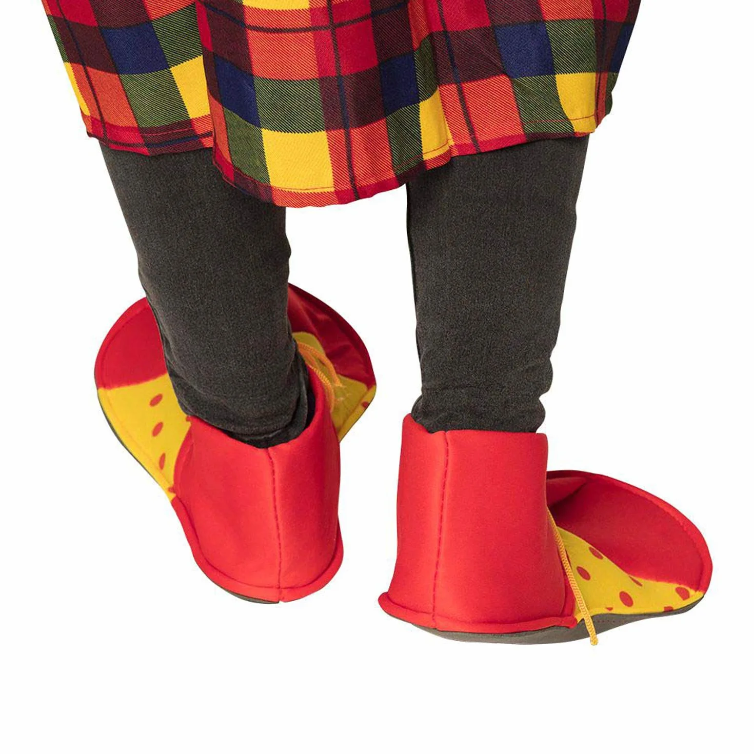 Boland 55519 – buty typu clown z materiału, 1 para, rozmiar uniwersalny dla dorosłych, żółto-czerwone, ochraniacze na buty, akcesoria na karnawał, ostatki, Halloween, impreza tematyczna