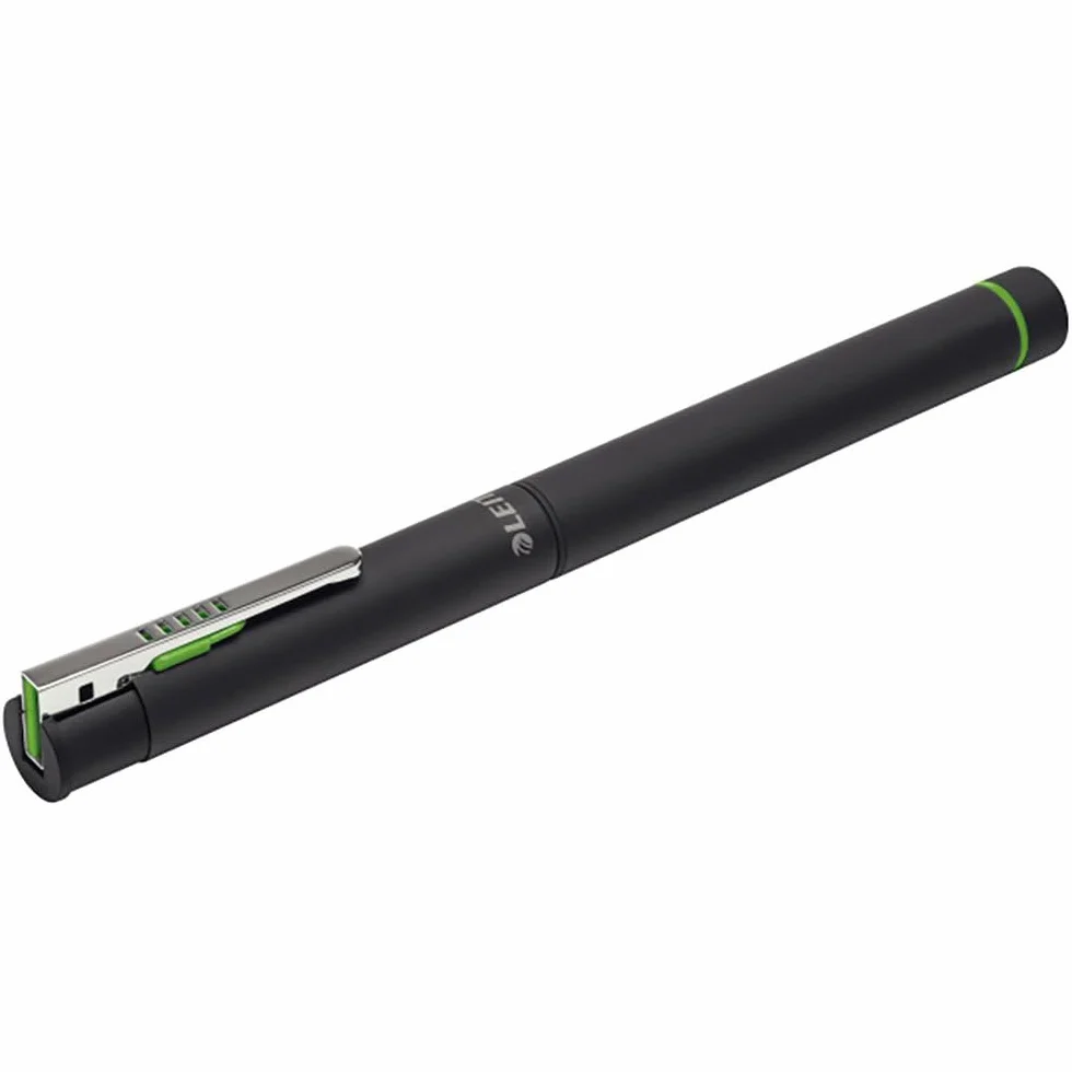 Leitz, Długopis ze Wskaźnikiem Laserowym Pro 2 z Baterią w Zestawie, Materiał: Mosiądz/Plastik, Kolor: Czarny (67380095)