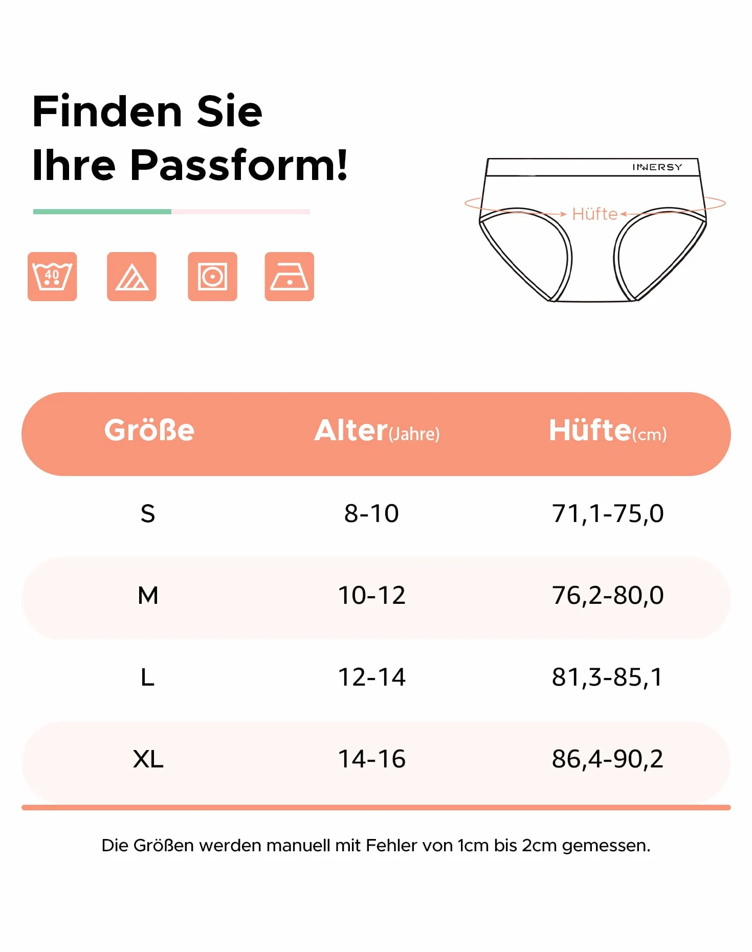 INNERSY Majtki dla nastolatek i dziewcząt, bawełna, miękkie majtki dla nastolatków, rozciągliwe slipy 6 sztuk