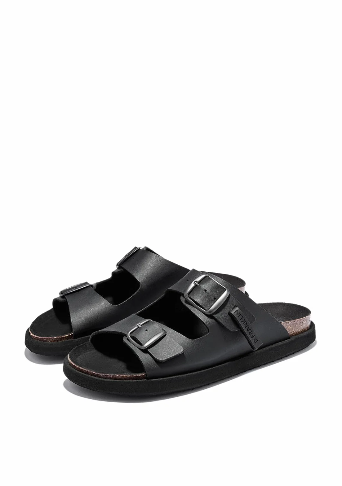 D. Franklin Męskie sandały z zapięciem na klamrę Vibe w kolorze czarnym - Wygodne, płaskie sportowe sandały na lato - Rozmiar (43) - Model Buckle
