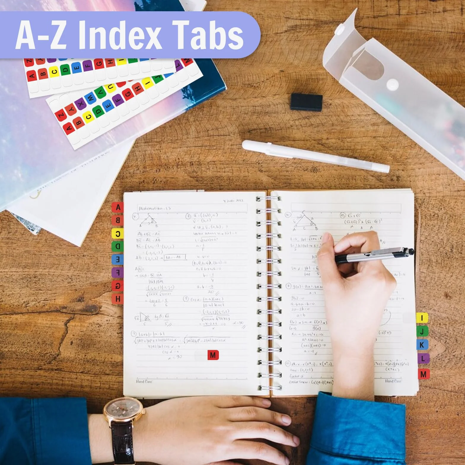 Aixoom Samoprzylepne zakładki A-Z, wielokolorowe, alfabet, zakładki indeksowe, przezroczyste, trwałe zakładki alfabetyczne, małe zakładki do notebooków, pliki słowników (208)