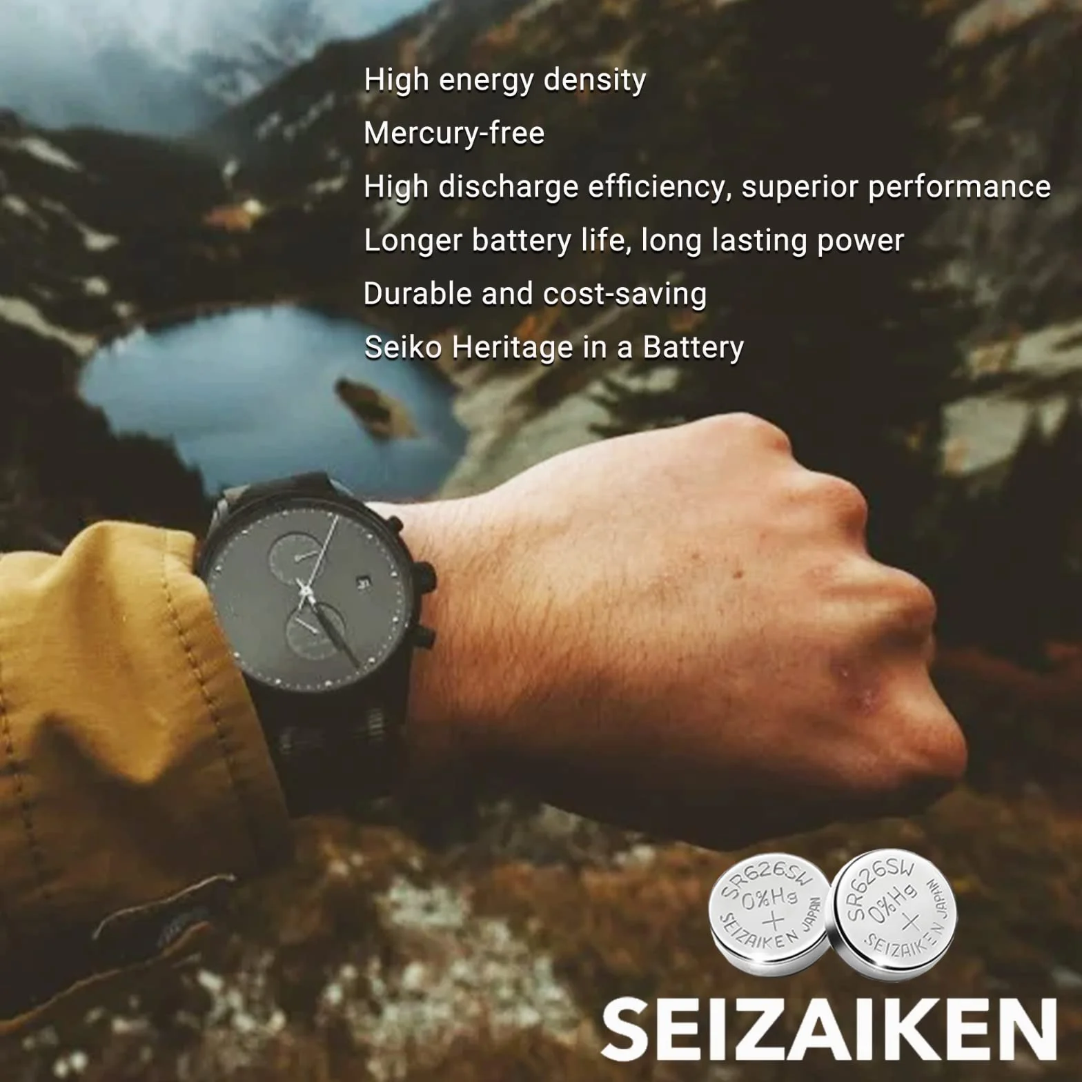 377 SR626SW 1,55 V 0% Hg bateria do zegarka z tlenkiem srebra (2 baterie) wyprodukowana w Japonii przez Seiko