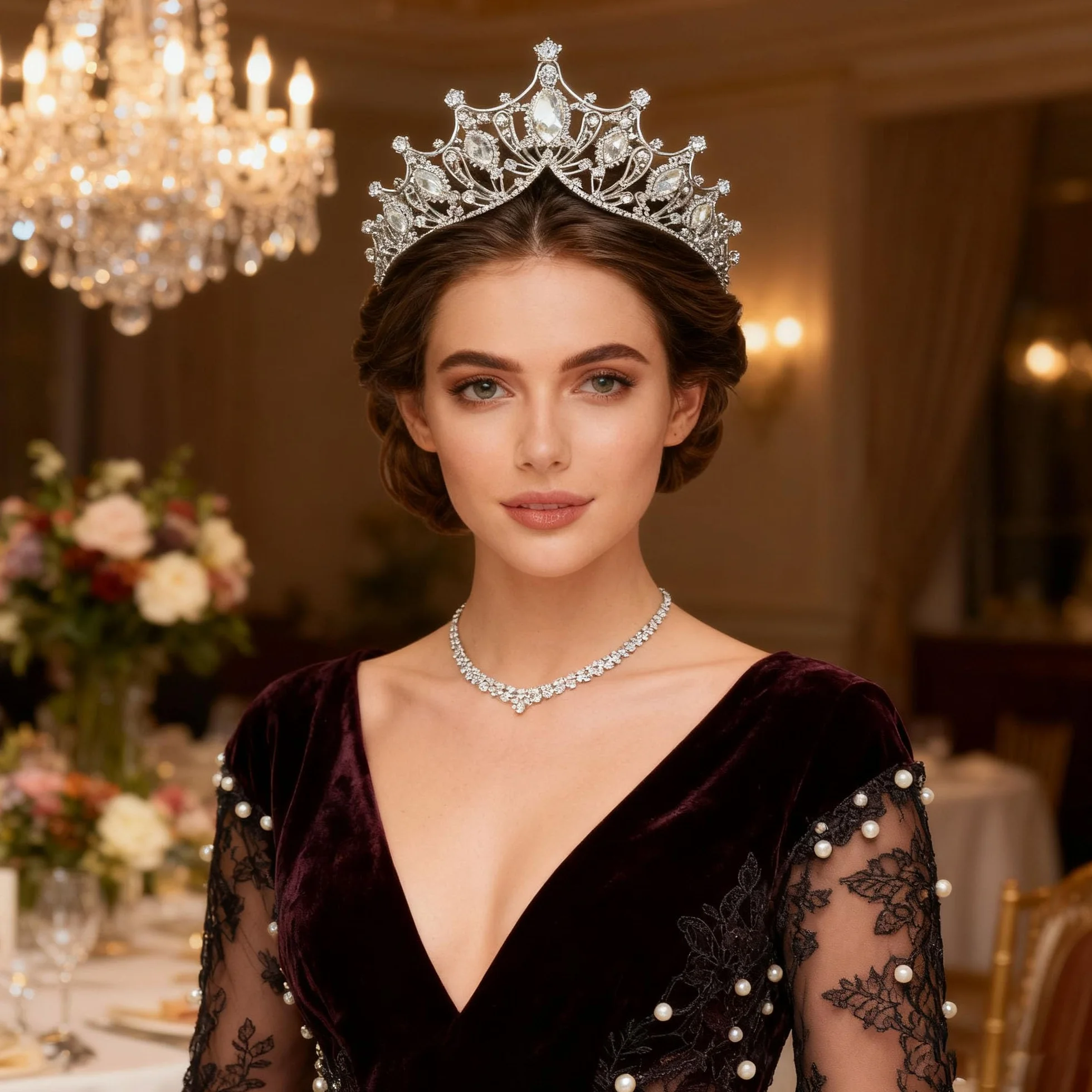 Diadem księżniczki, barokowa korona królowej, diadem dla panny młodej, Kostium świąteczny, cosplay, udekorowaćna wesele, uroczystości, różowe złoto