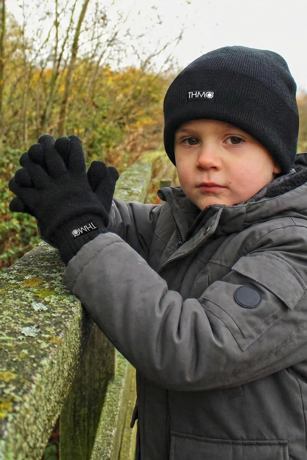 THMO Dziecięce rękawice Thinsulate na zimę, dla chłopców i dziewcząt, dzianinowe, termiczne, pełne palce dla dzieci