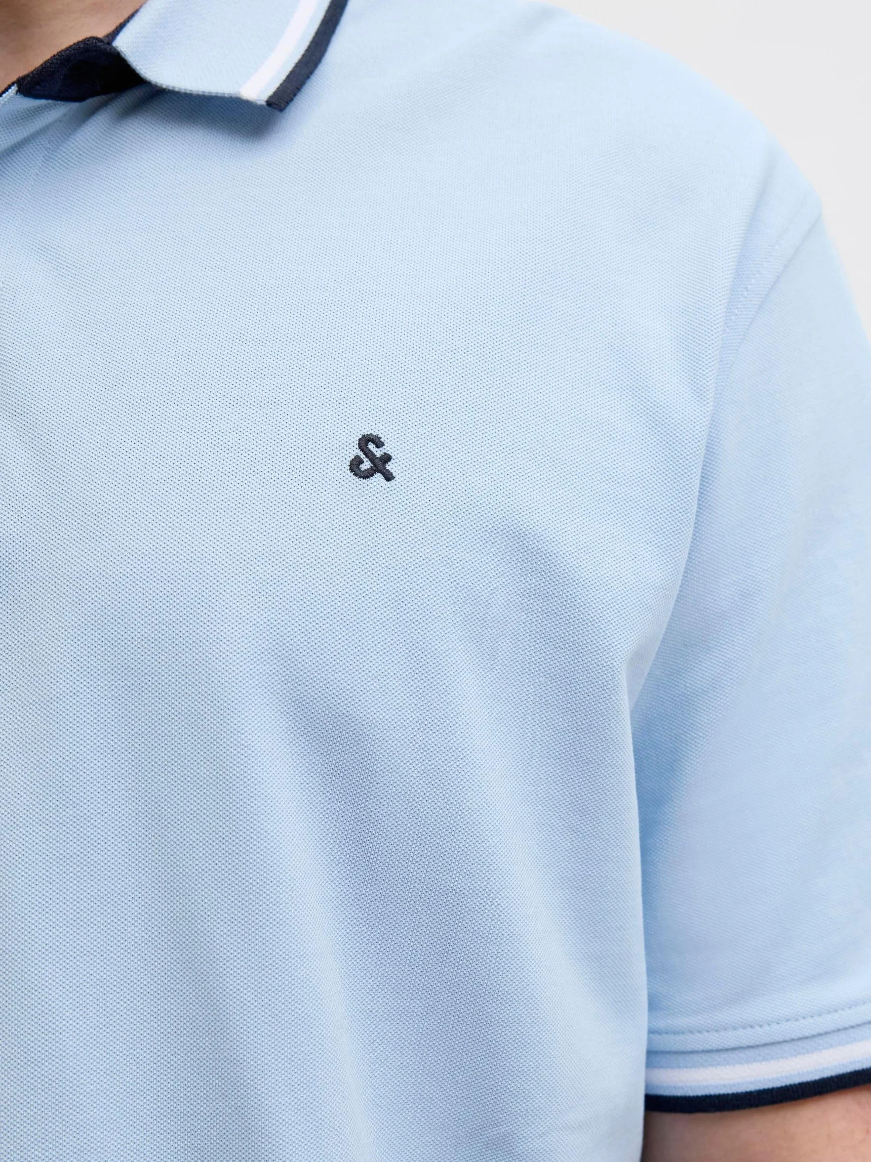 JACK&JONES PLUS JJEPAULOS Polo SS NOOS PLS, Chambray Blue/Szczegóły: play, 4XL