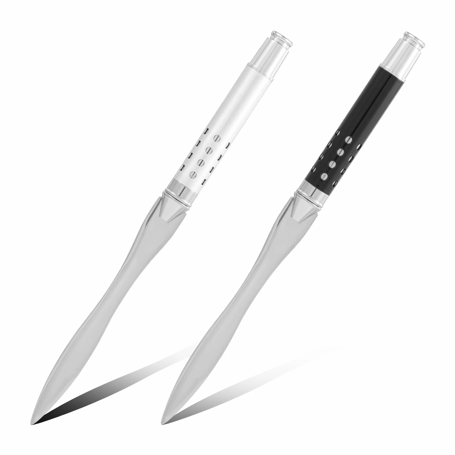 Ouligay Otwieracz do listów, ze stali nierdzewnej, 16 cm, szlachetny, metalowy otwieracz do kopert, otwieranie poczty i paczek, prezent do biura, domu, na przybory szkolne, 2 sztuki (srebrny, czarny)